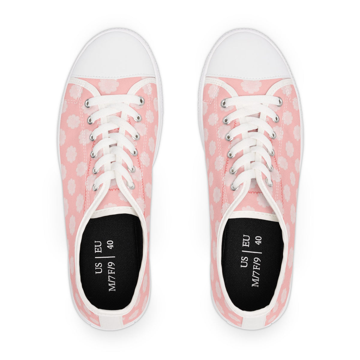 Pink Daisy Low Top Sneakers — Floral Canvas Casual Shoes