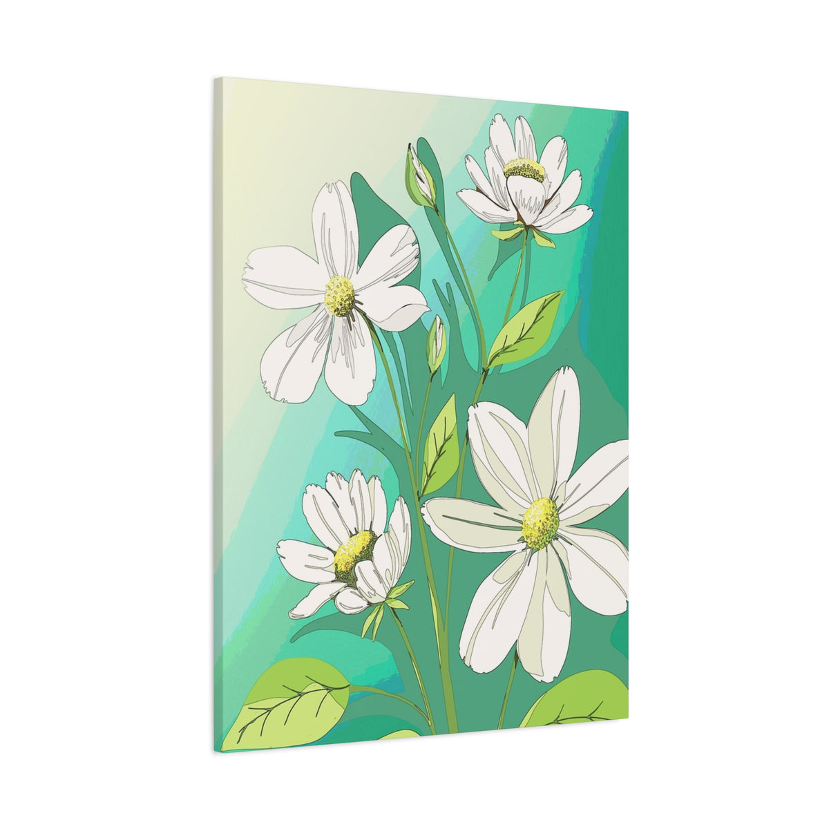 Matte Canvas, Stretched, 1.25" White Flowers