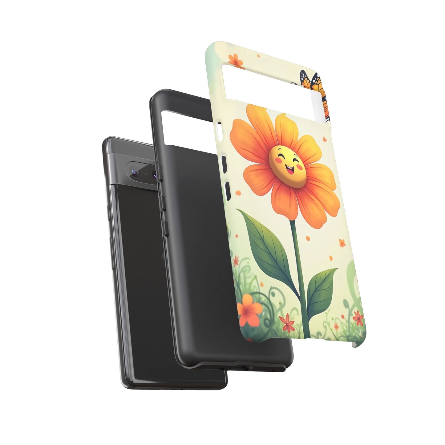 Floral Phone Case with Butterfly Design, Cute Flower Phone Cover for Nature Lovers, Eco-Friendly Gift, Spring Vibes, Birthday Present