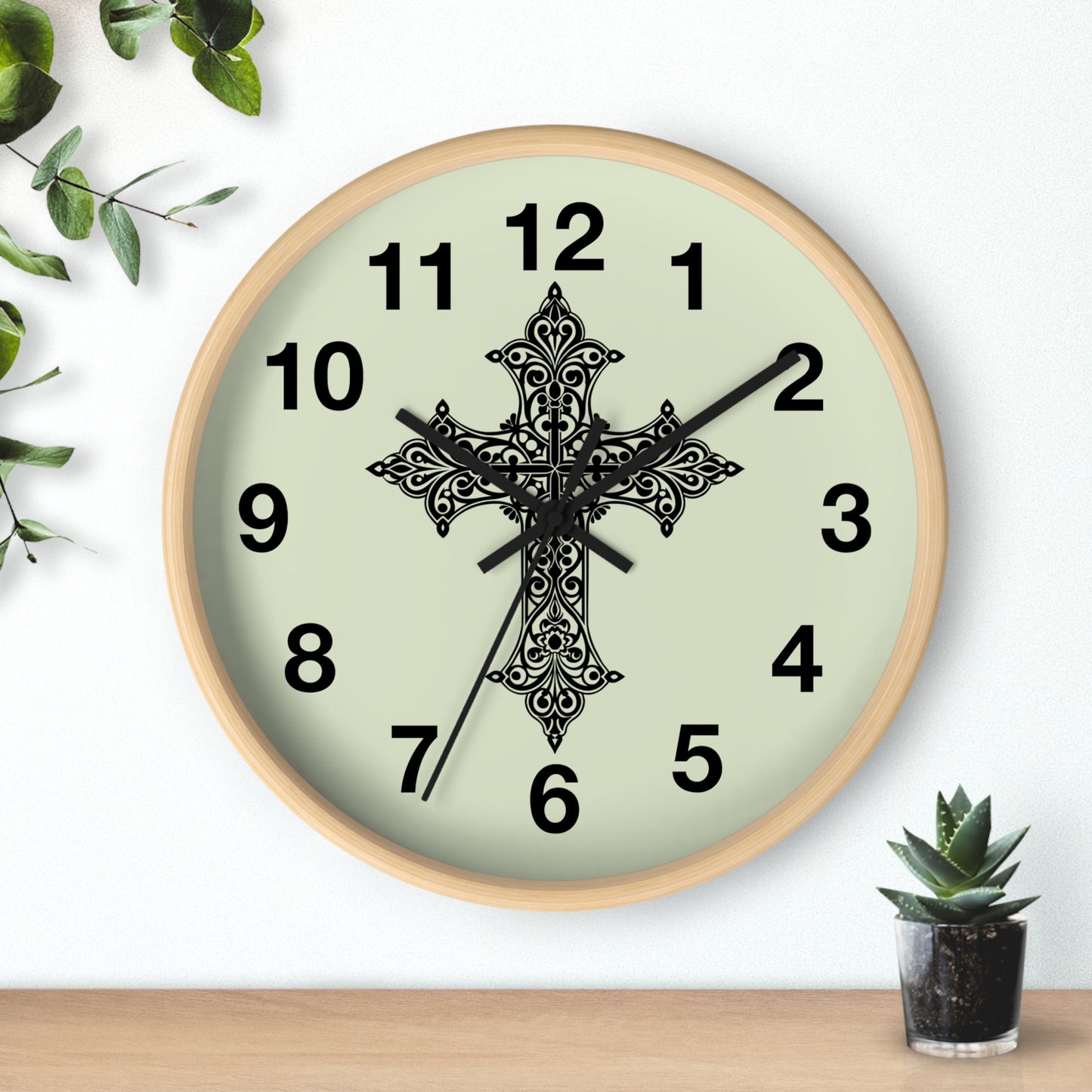 Elegant Cross Wall Clock | Faith-Inspired Home Decor, Unique Gift for Christians, Living Room Accent, Religious Wall Art
