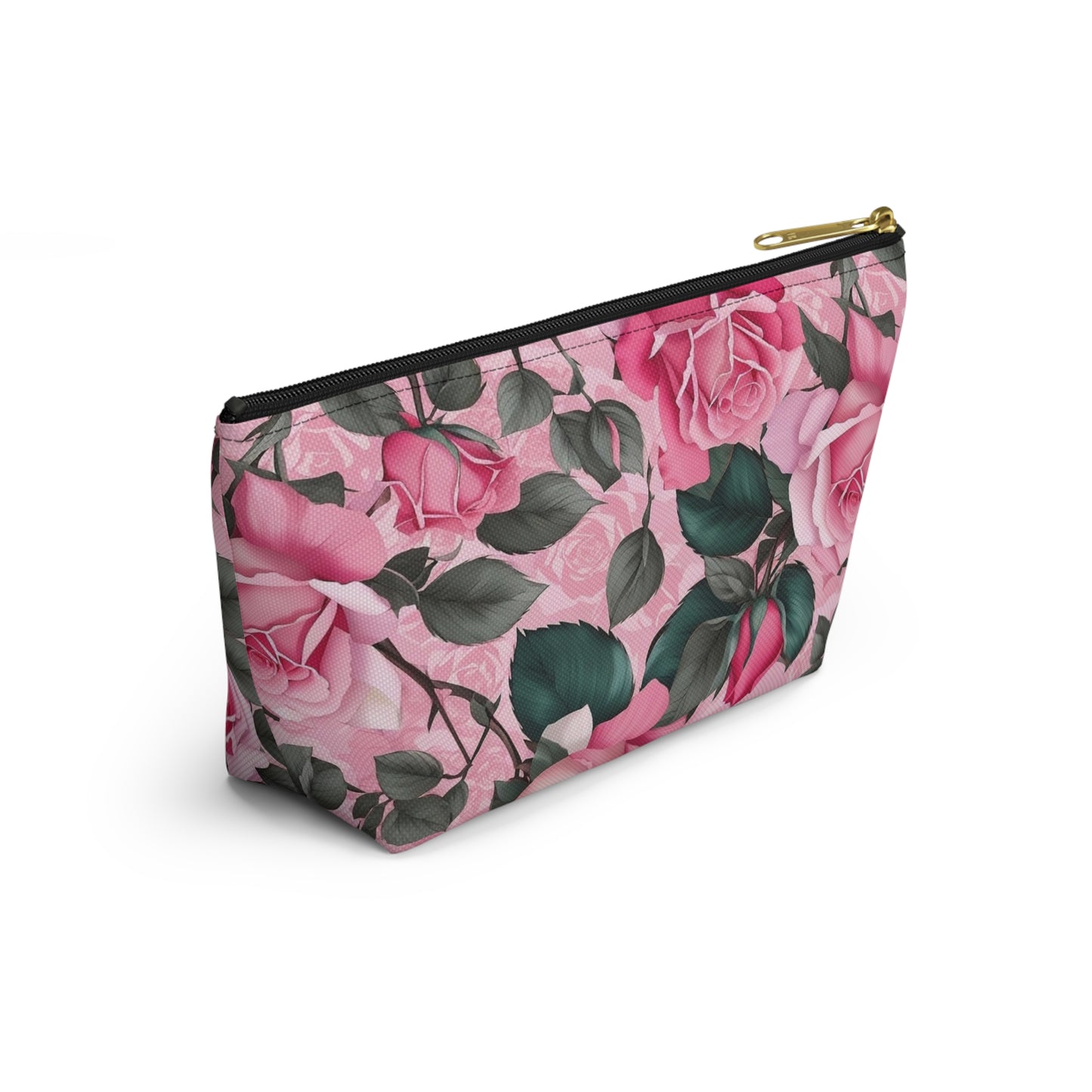 Floral Accessory Pouch - Stylish Makeup Bag, Organizer, Travel Toiletry Case, Gift for Her, Rose Flower Design