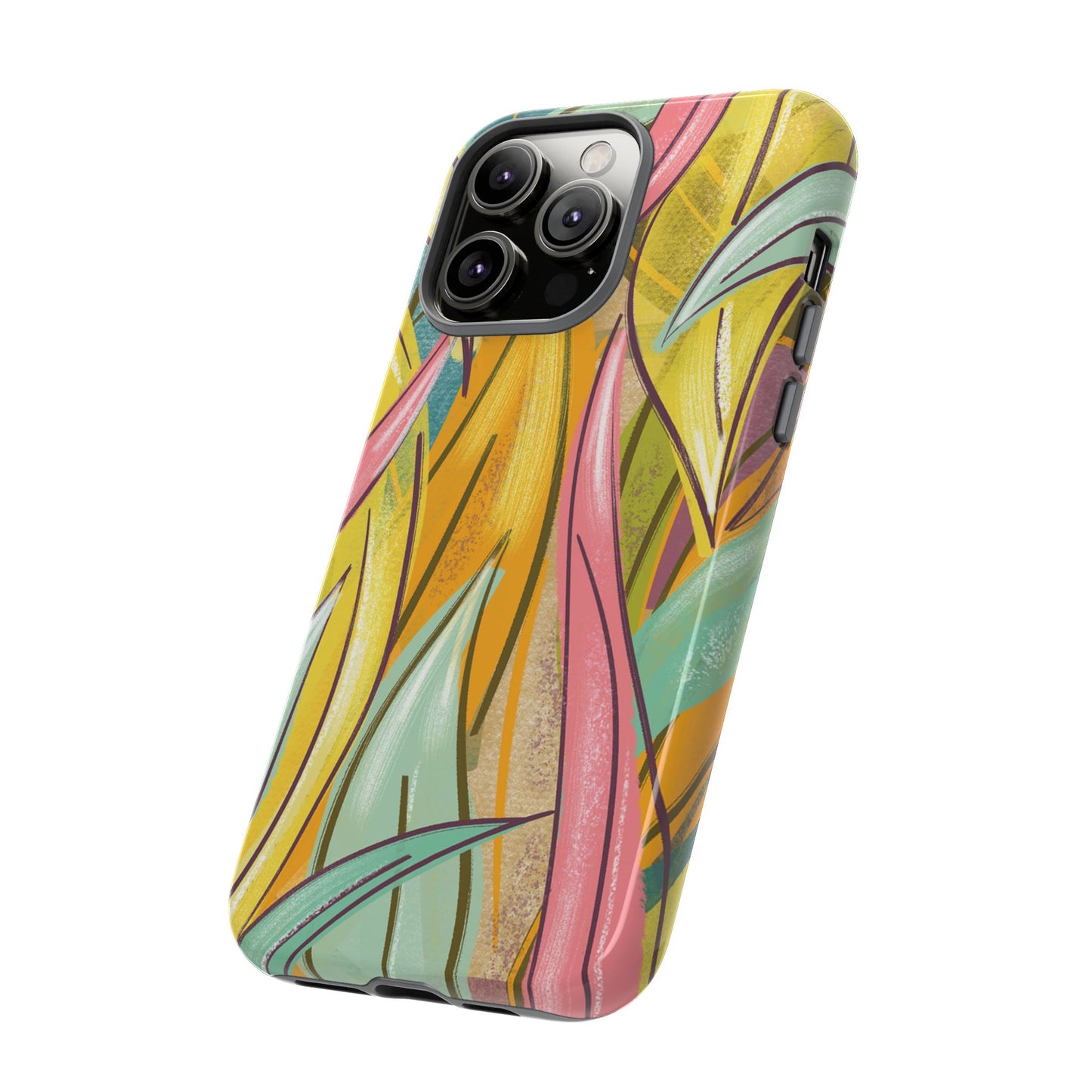 Vibrant Phone Case with Colorful Leaf Design, Tough Cases for Nature Lovers, Eco-Friendly Gift, Summer Vibes, Floral Phone Cover