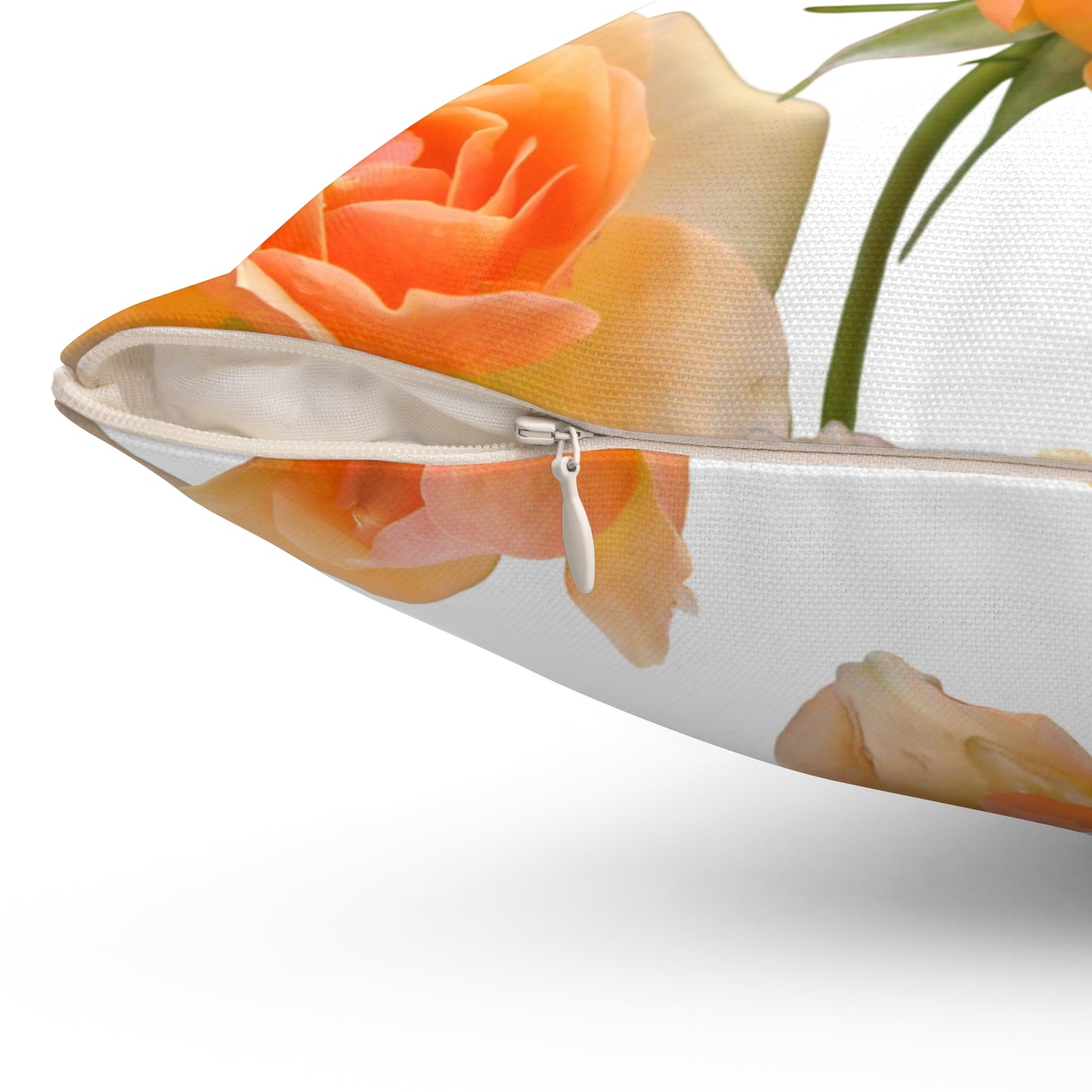 Floral Square Pillow with Peach Roses