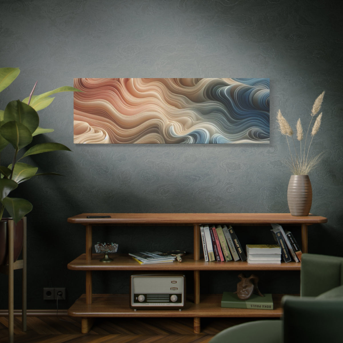 Abstract Swirl Matte Canvas Wall Art — Fluid Earth Tones, Stretched 1.25"