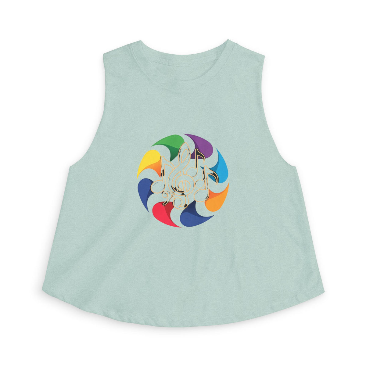 Music Note Mandala Crop Top – Colorful Boho Festival Tank