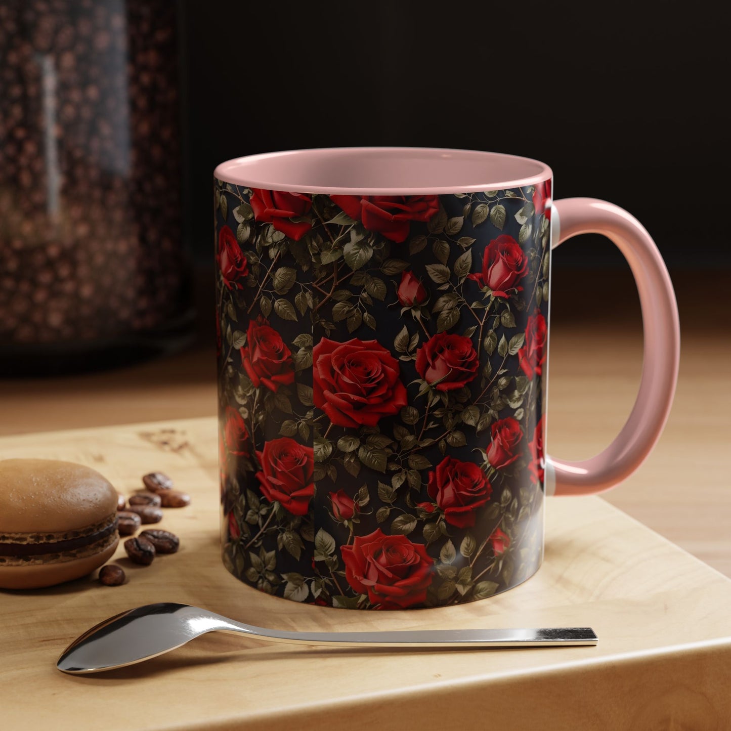 Elegant Floral Accent Coffee Mug - Black Rose Design, Gift for Her, Home Decor, Coffee Lovers, Mother's Day, Birthday