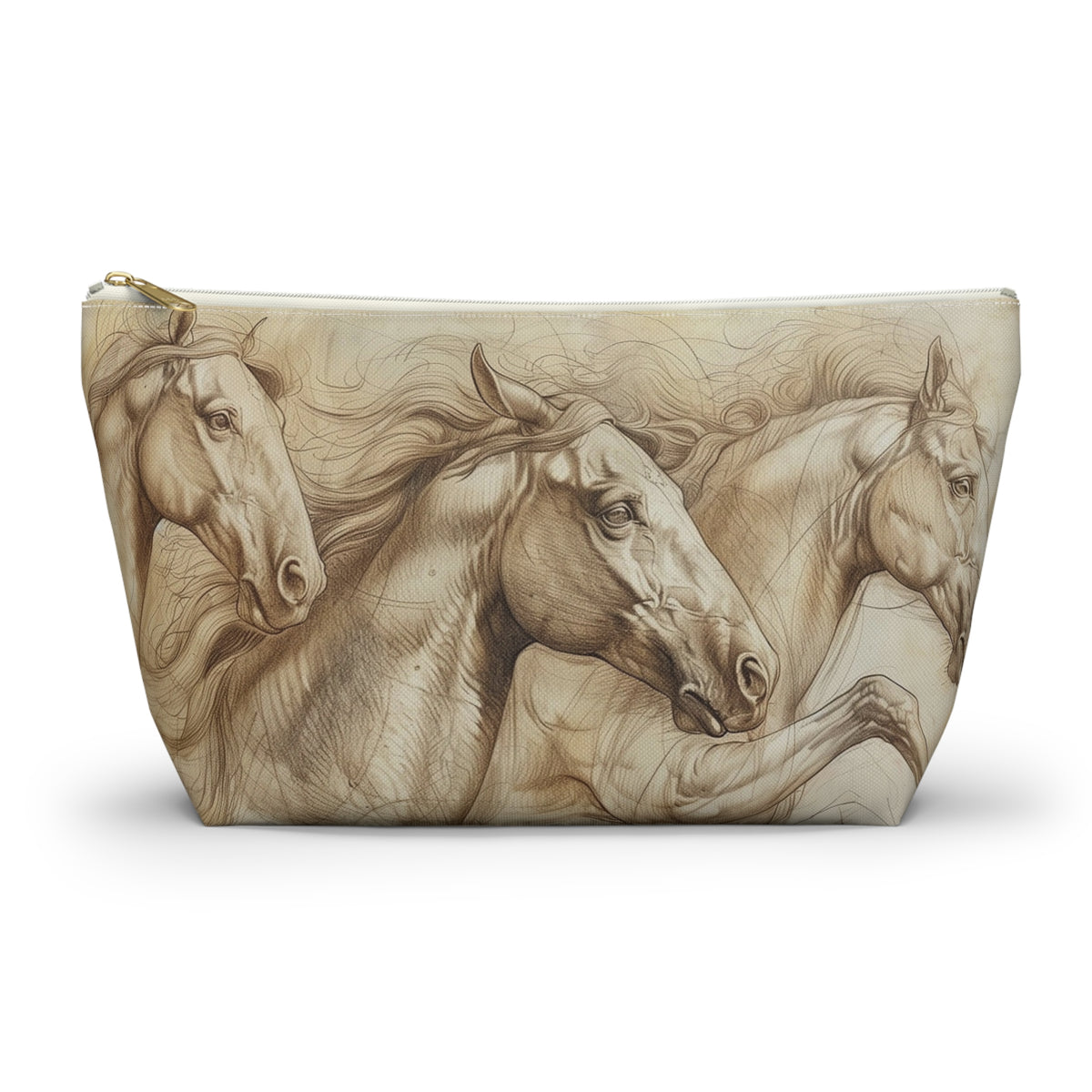 Horse Run Accessory Pouch — Equestrian Makeup & Travel T-Bottom Bag
