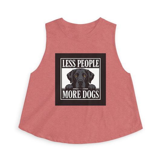 Less People More Dogs Crop Top – Cute Black Lab Graphic Tank for Dog Lovers