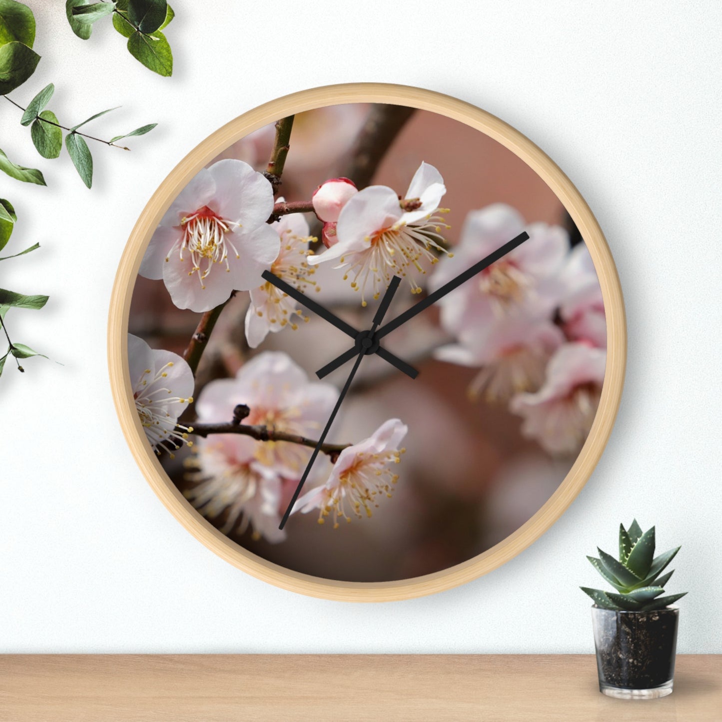 Elegant Floral Wall Clock, Spring Decor, Home Office Accessory