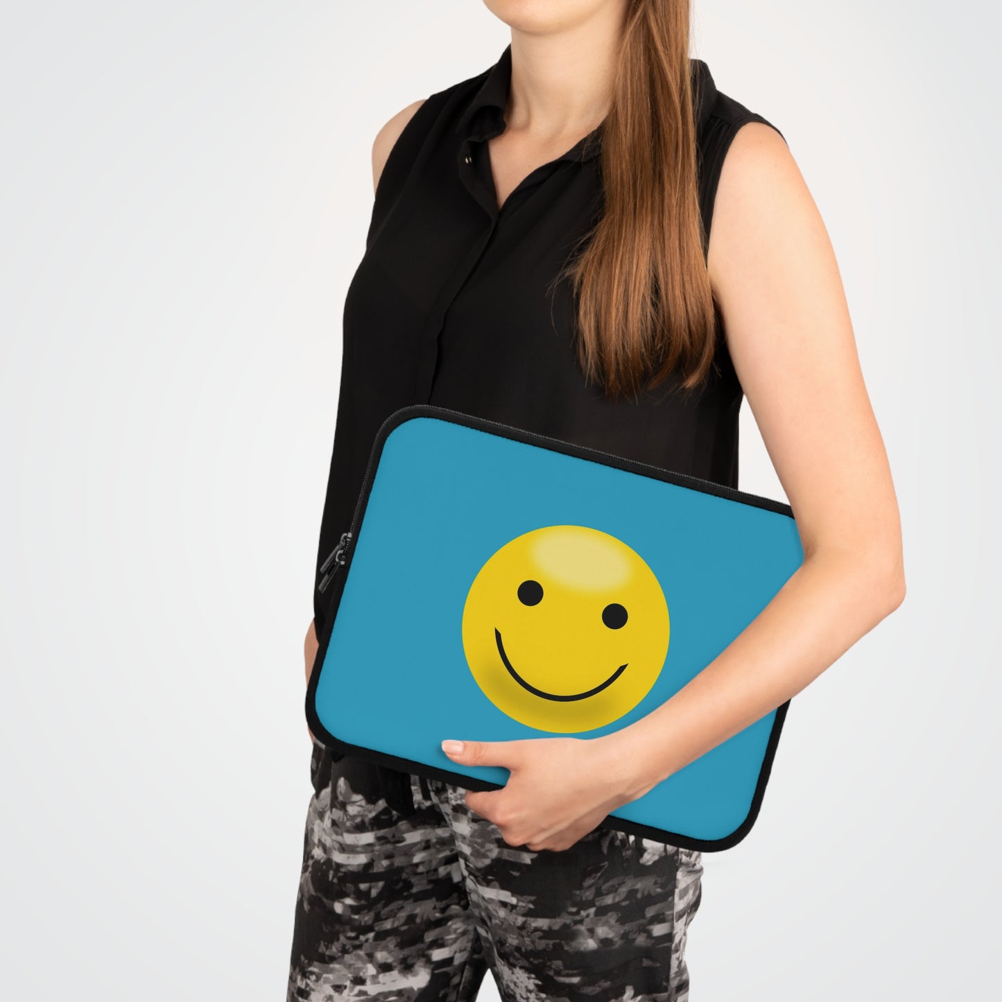 Smiley Face Laptop Sleeve | Cute Laptop Case, Tech Accessory, Gift for Students, Personalized Tech Sleeve, Vibrant Laptop Cover