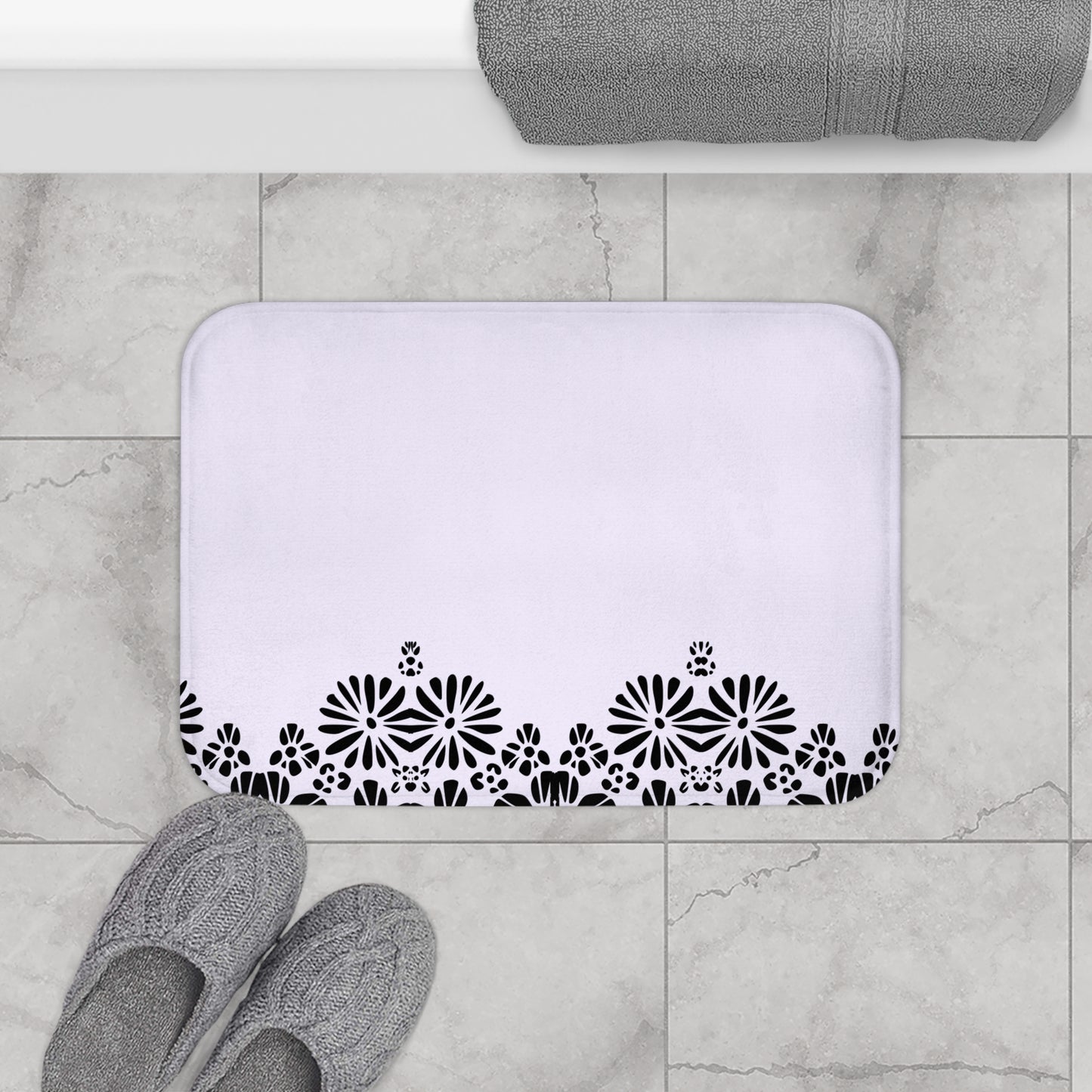 Floral Elegance Bath Mat - Chic Bathroom Decor, Home Spa Essentials, Gift for Her, Modern Design, Cozy Comfort
