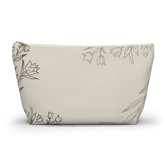 Floral Sketch Accessory Pouch — T‑Bottom Makeup & Travel Organizer