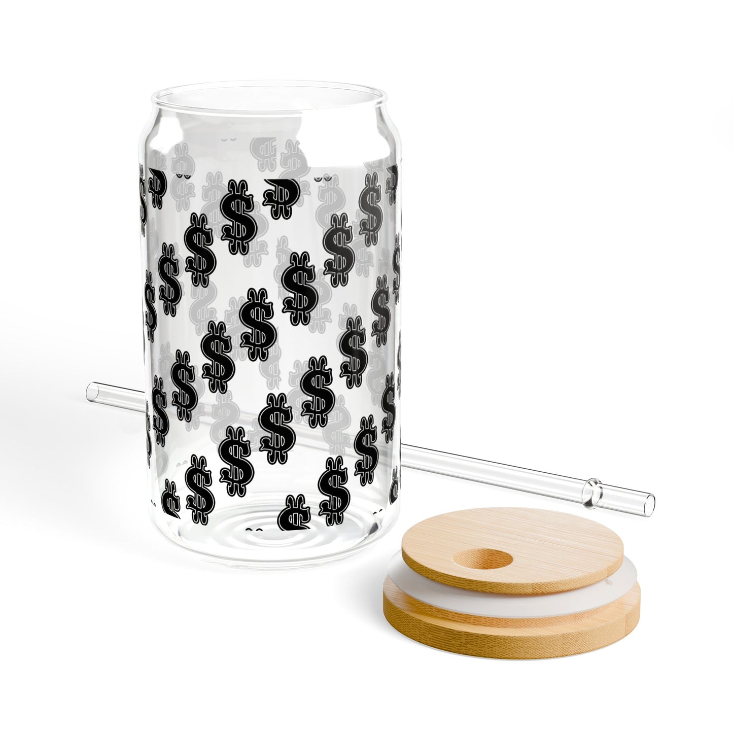 Money-Theme Sipper Glass, 16oz - Stylish Drinkware for Celebrations, Parties, Gifts, Home Décor, and Everyday Use