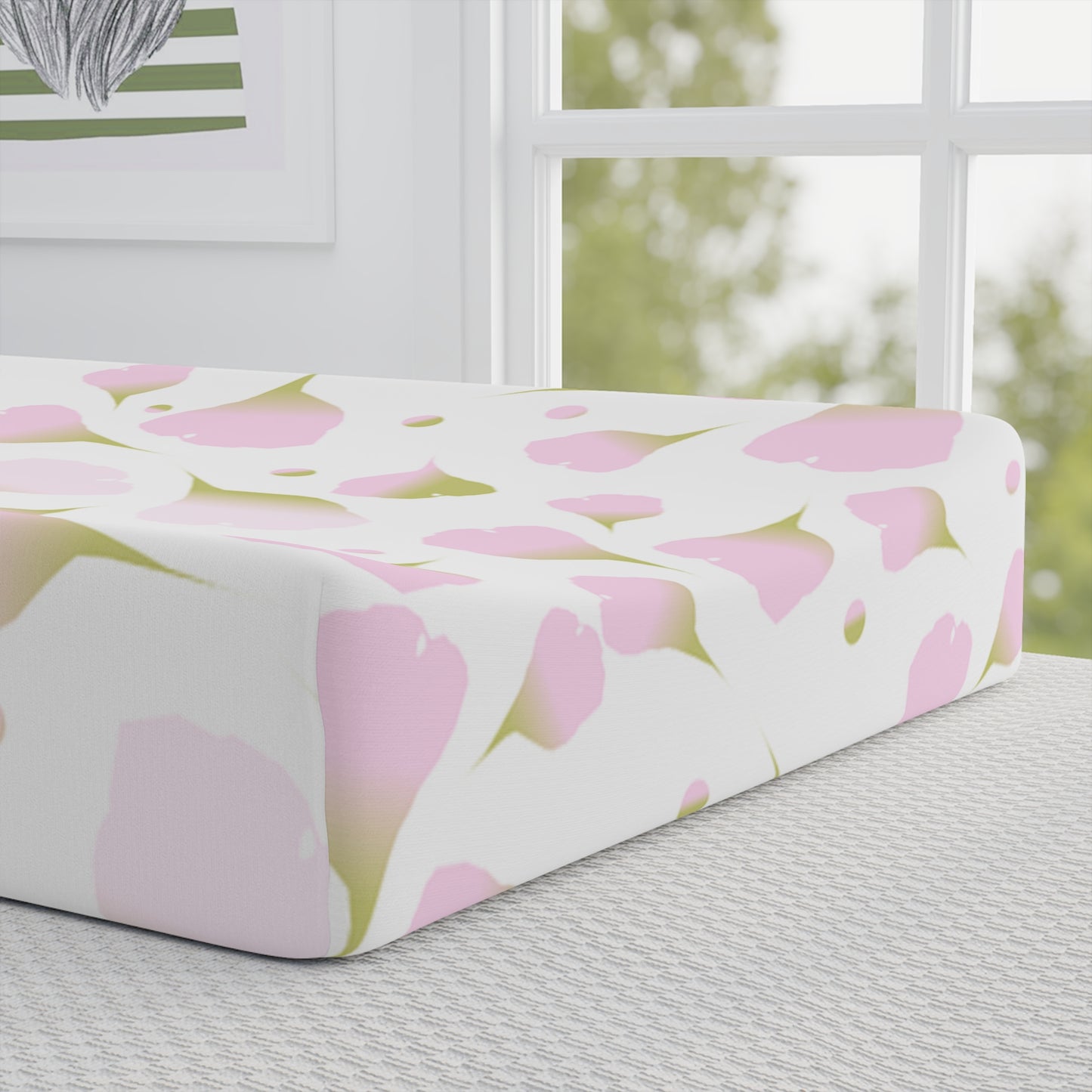 Floral Baby Changing Pad Cover, Pink Floral Nursery Decor, Floral Changing Table Pad, Baby Shower Gift, Newborn Nursery Essentials