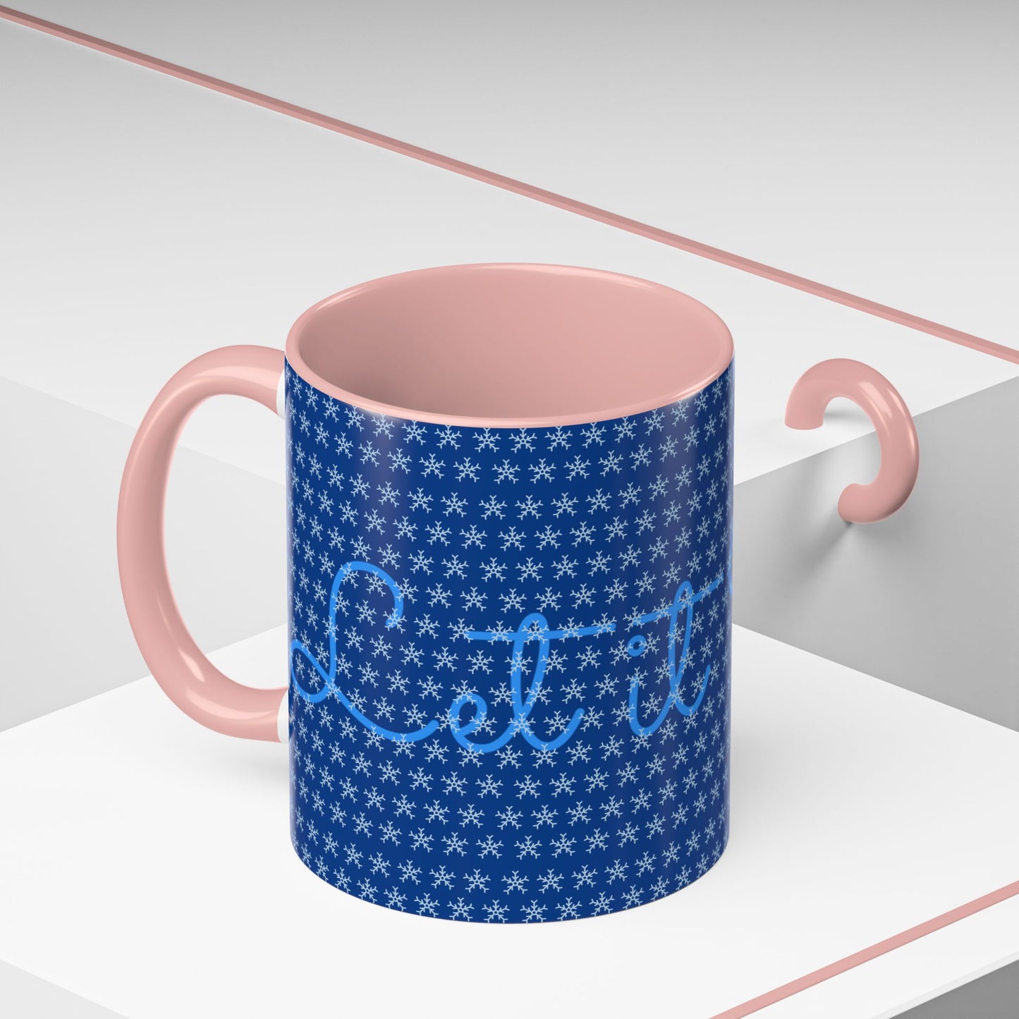 Snowy Night Accent Coffee Mug - Cozy Winter Drinkware, Seasonal Gifts, Holiday Décor, Comfortable Sipping, Blue Design