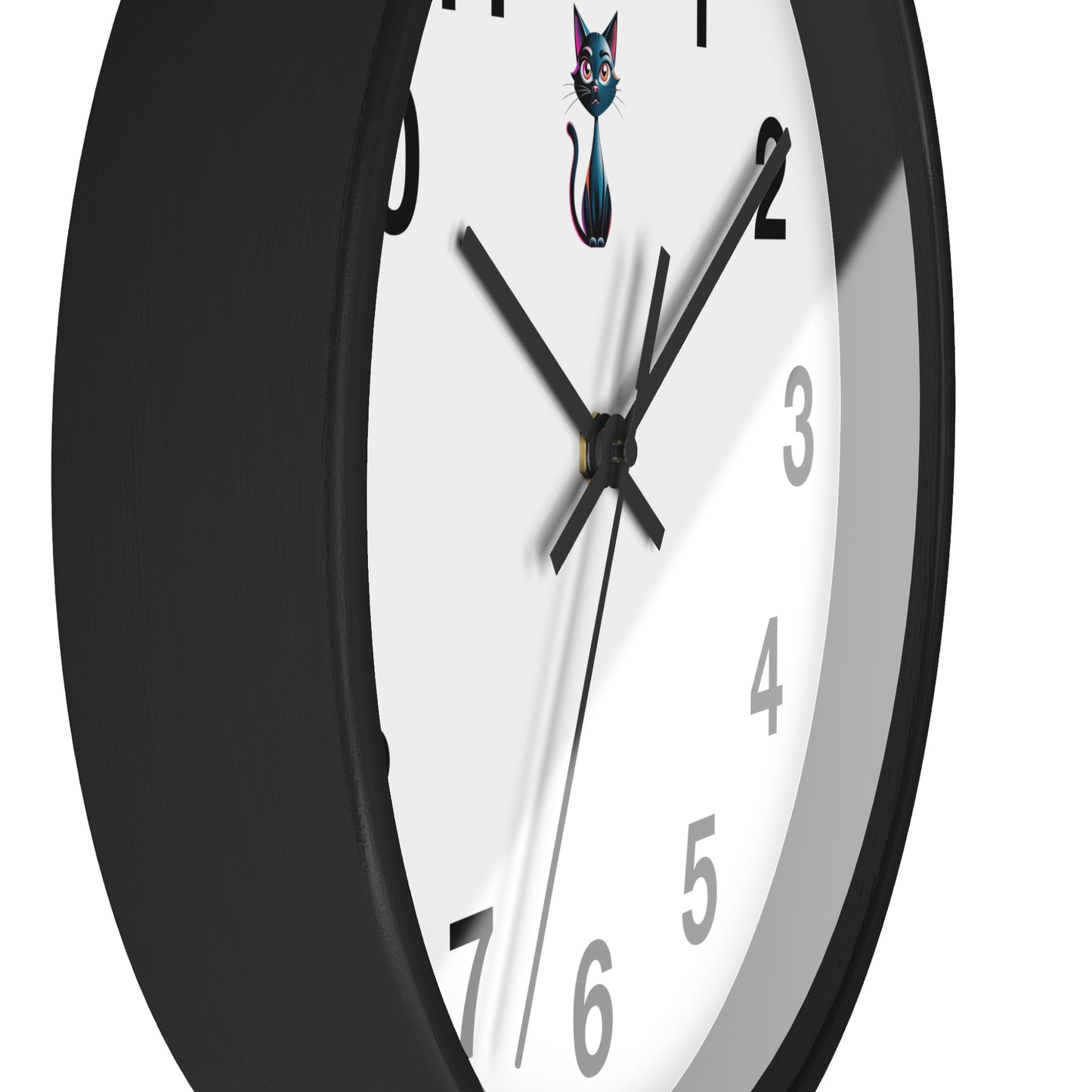 Cute Cat Wall Clock, Feline Decor, Home Office, Gift for Cat Lovers, Adorable Wall Art