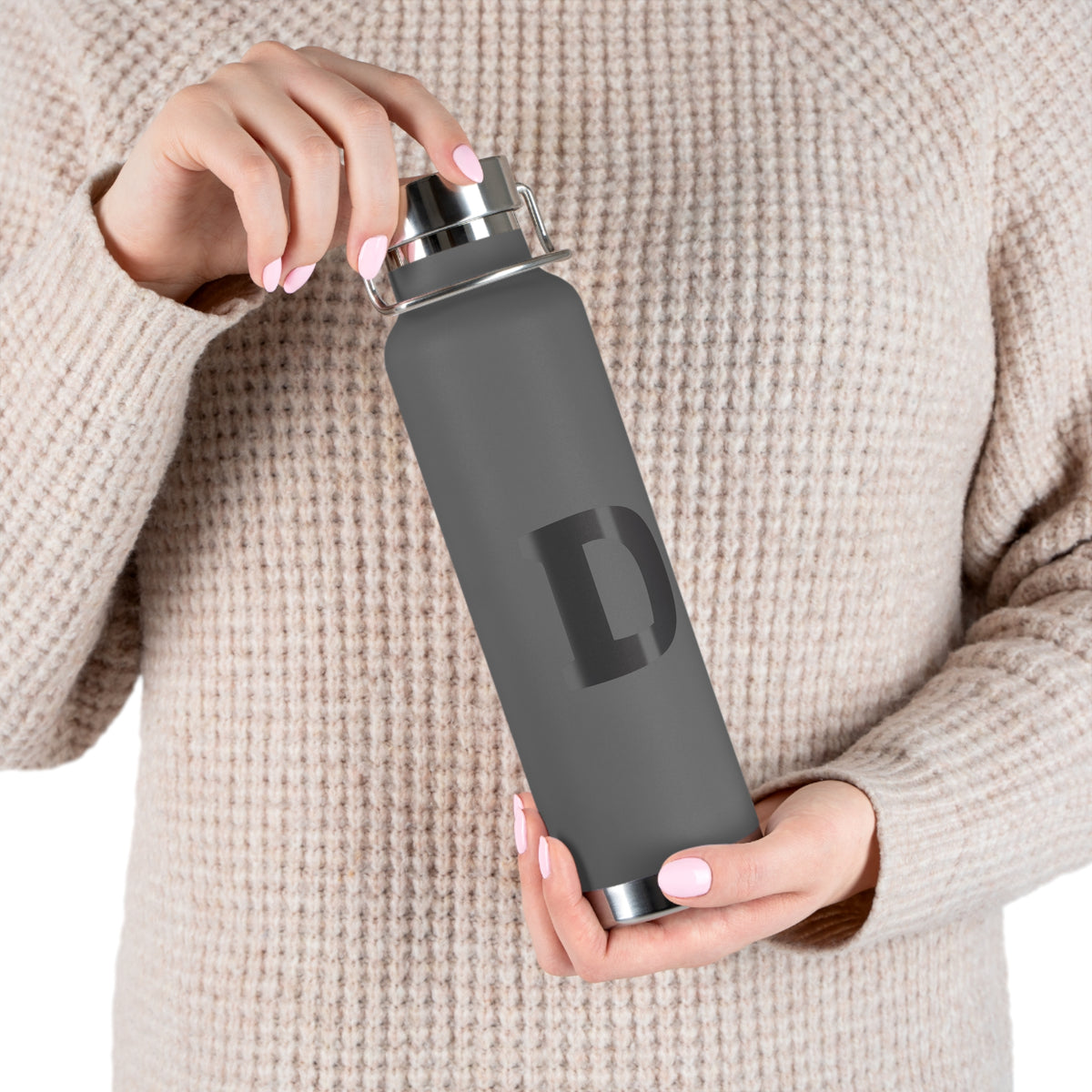 Personalized Copper Insulated Water Bottle, 22oz - "D" Custom Monogram