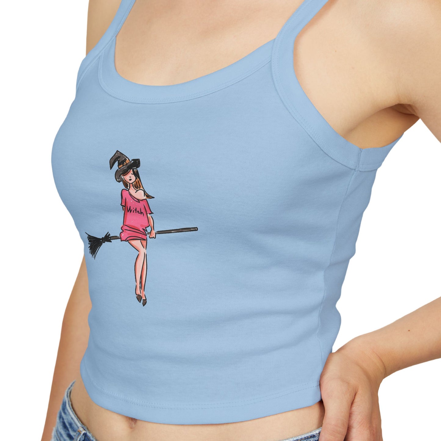 Witchy Spaghetti Strap Tank Top - Fun Summer Wear, Casual Party Top, Perfect for Halloween, Gifts for Friends, Everyday Fashion