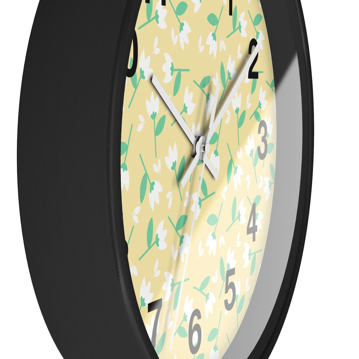 Floral Yellow Wall Clock, Home Decor, Gift for Her, Spring Vibes, Kitchen Accessory, Mother's Day Gift