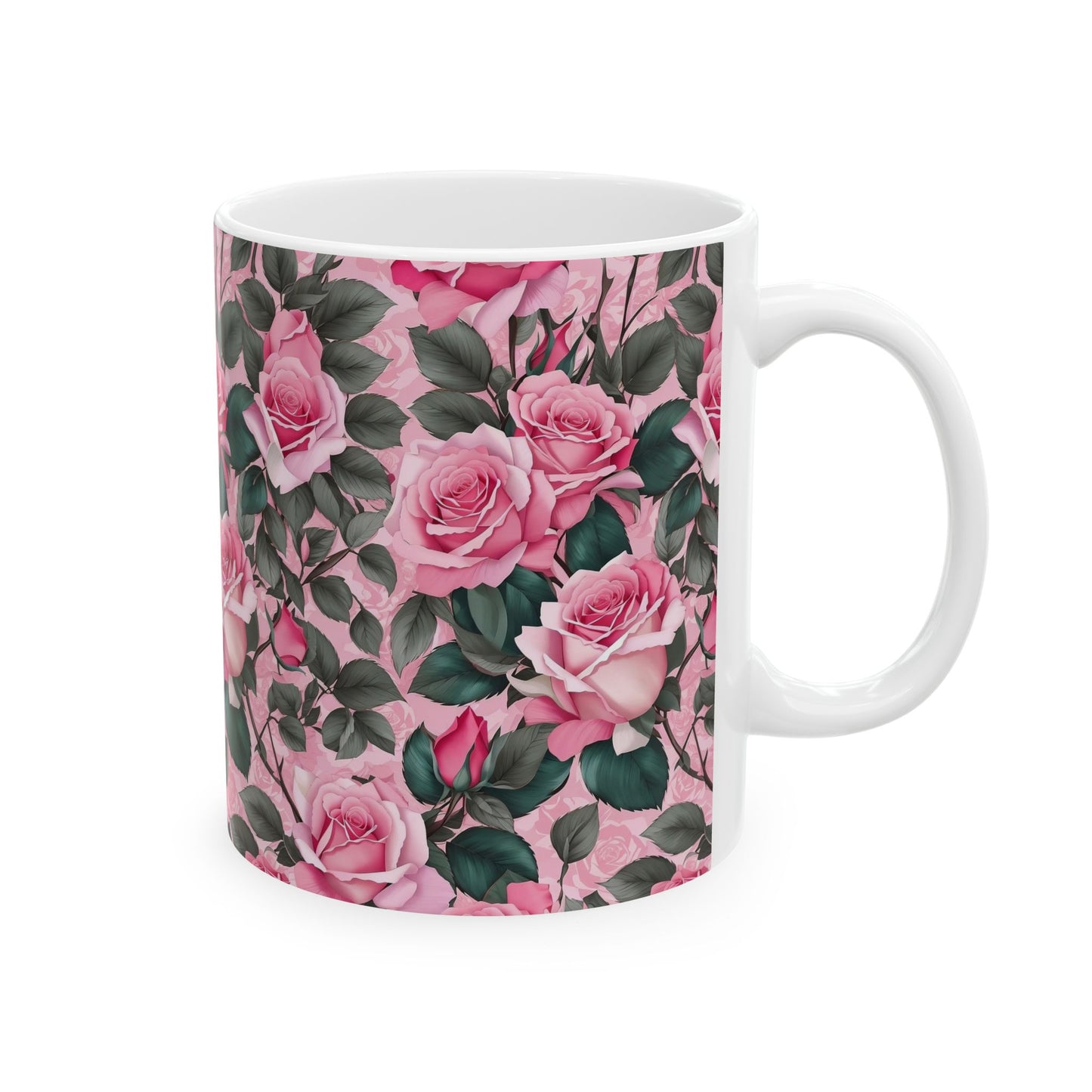 Floral Rose Ceramic Mug - Perfect Gift for Coffee Lovers, Tea, Mother's Day, Birthday, Home Decor, Kitchenware