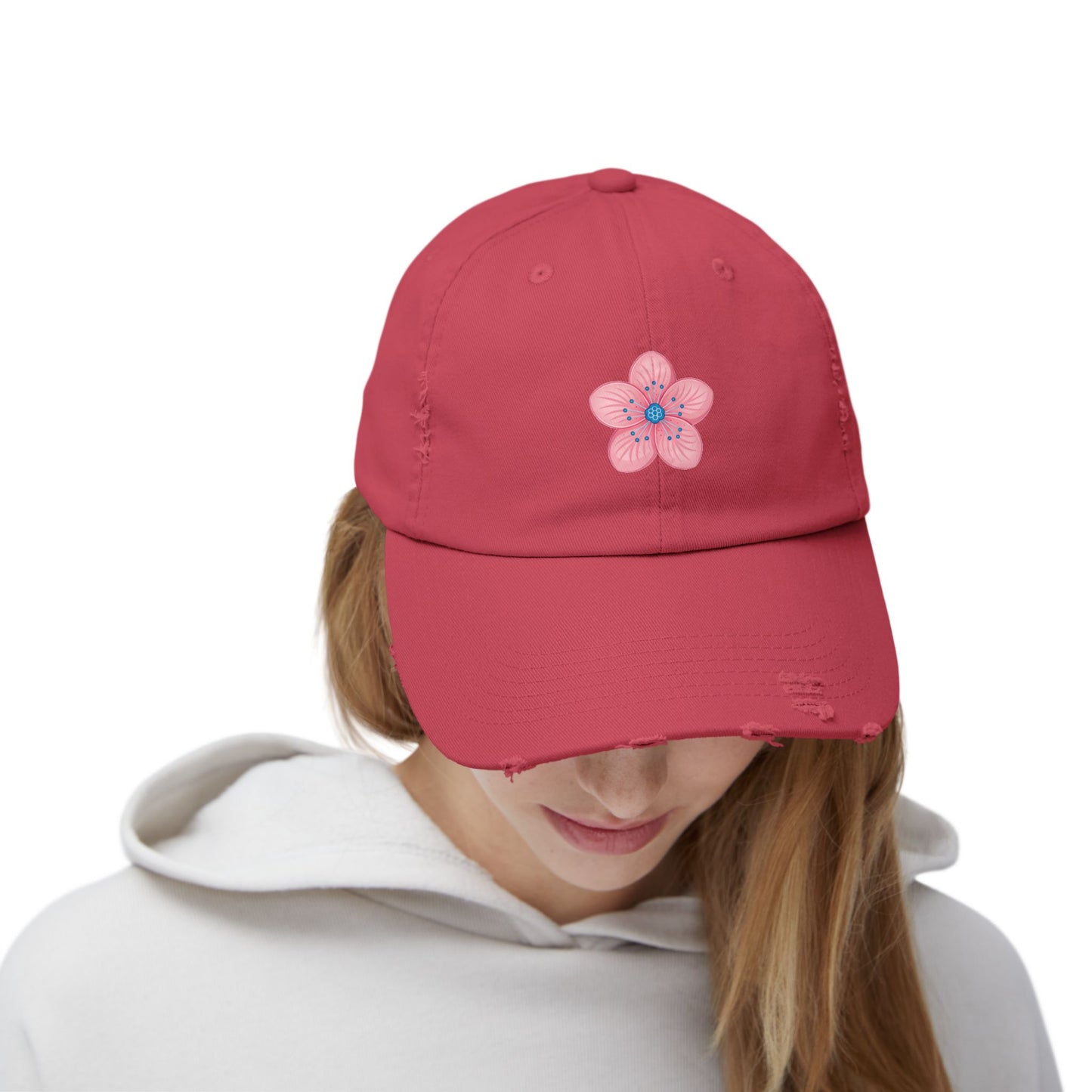 Floral Distressed Cap | Trendy Hat for Spring and Summer | Perfect Gift for Floral Lovers, Outdoor Events, Festivals, Birthdays
