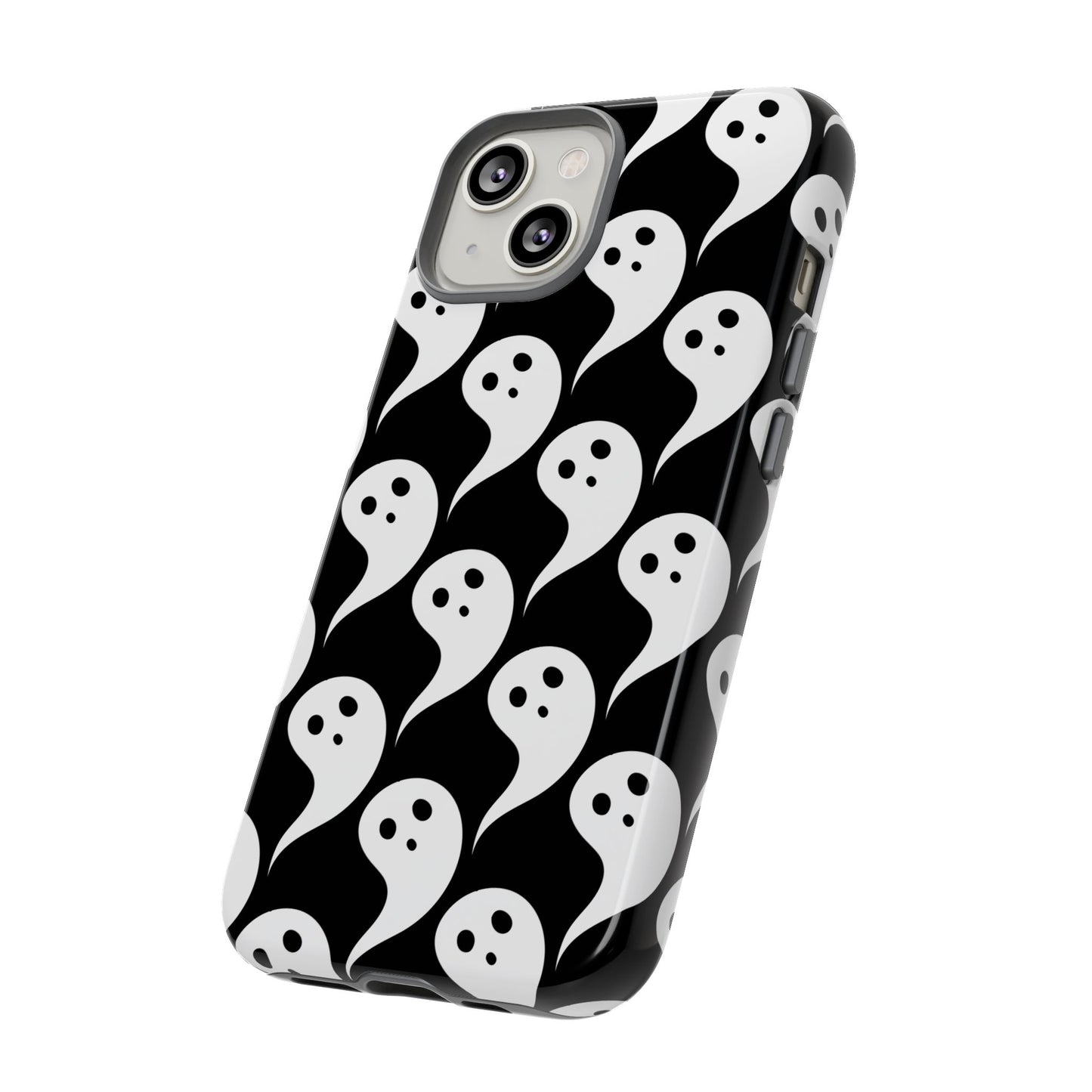 Ghost Pattern Phone Case, Cute Ghost Cell Phone Cover, Halloween Accessory, Spooky Gift, Black and White Phone Case