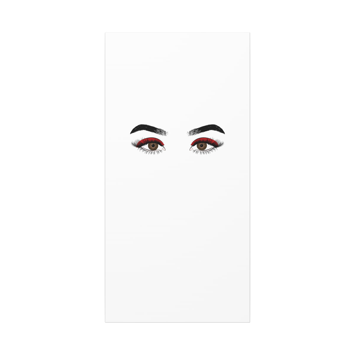 Glam Eyes Matte Canvas Wall Art — Brown Eyes with Red Lashes