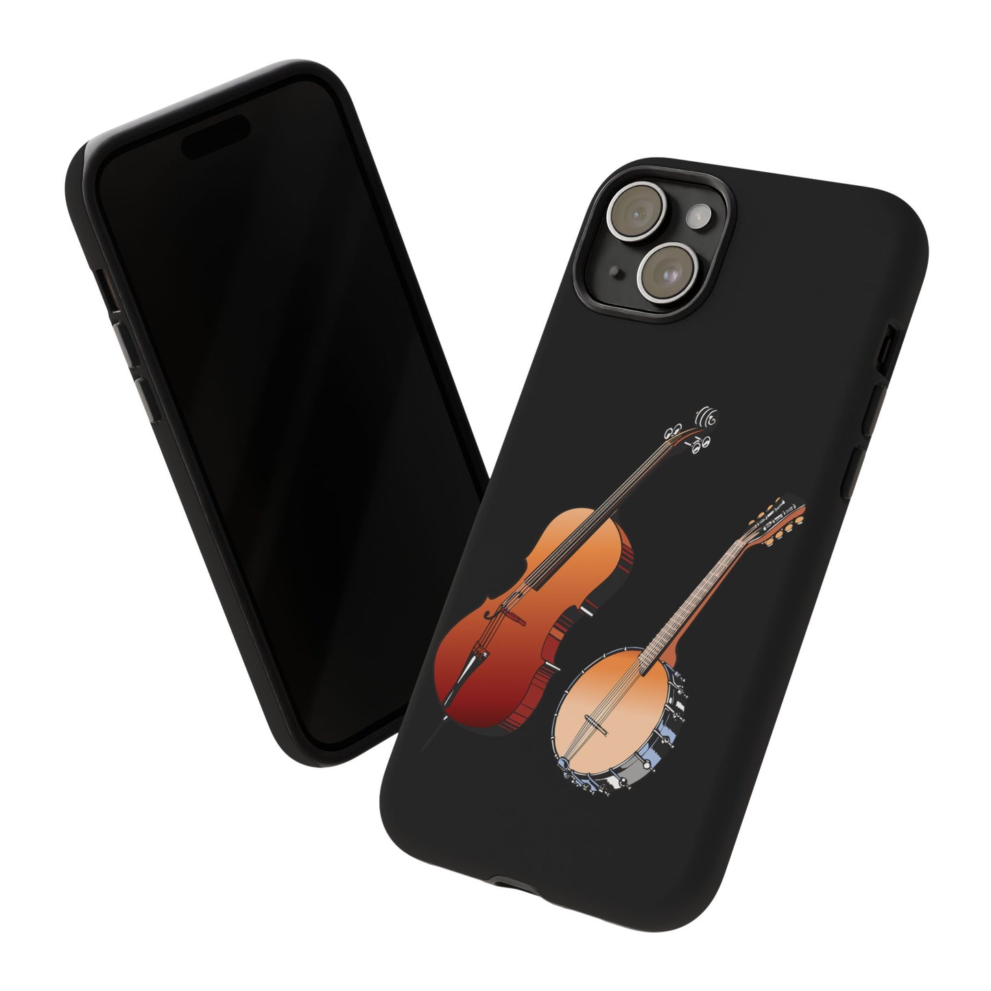 Musical Instrument Phone Case - Violin & Banjo Design, Music Lover Gift, Unique Phone Cover, Holiday Gift, Durable Tough Cases