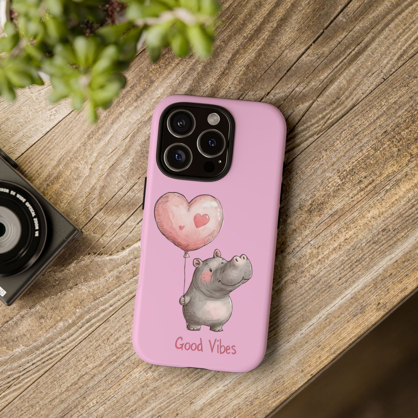 Cute Hippo Phone Case | Good Vibes, Gift for Friends, Cute Phone Accessories, Animal Lover Gift, Happy Phone Cover