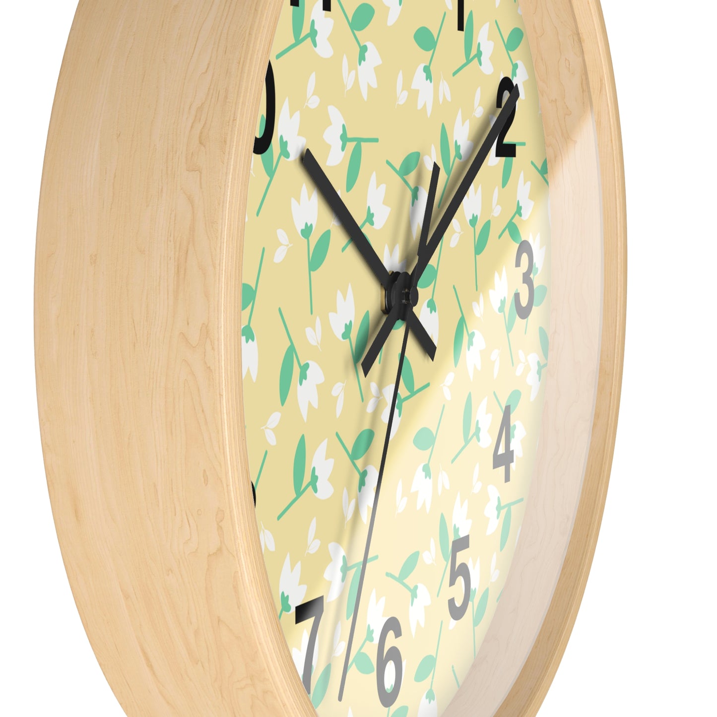 Floral Yellow Wall Clock, Home Decor, Gift for Her, Spring Vibes, Kitchen Accessory, Mother's Day Gift