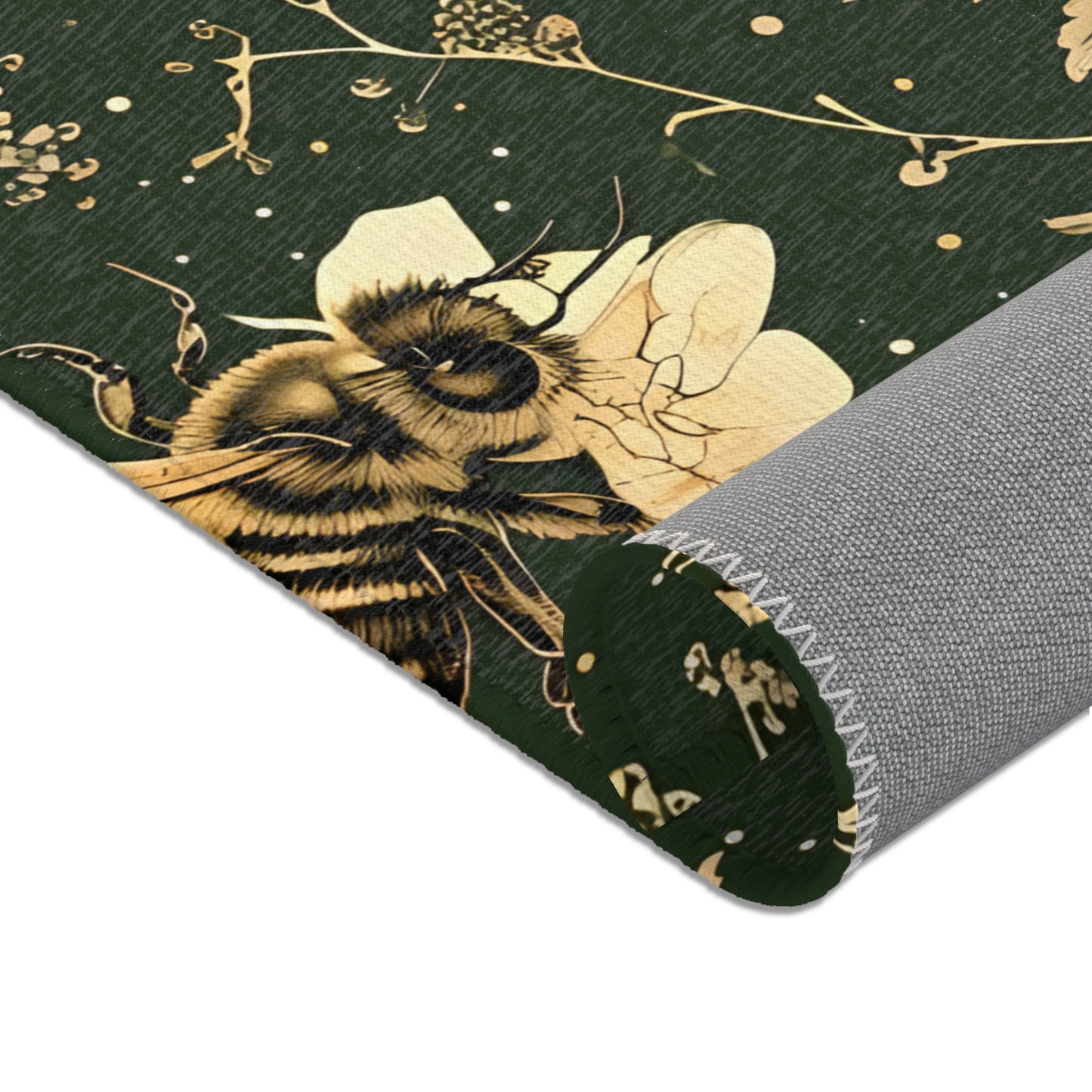 Bee Themed Area Rug, Floral Decor, Unique Home Accent