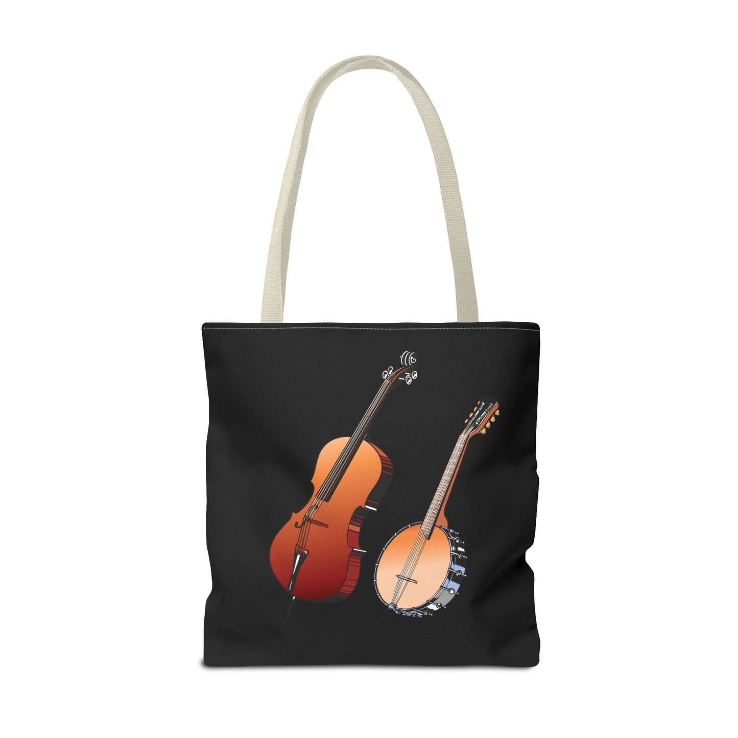 Musical Instruments Tote Bag, Music Lover Gift, Banjo and Cello Design, Stylish Grocery Tote, Concert Bag, Eco-Friendly Carryall