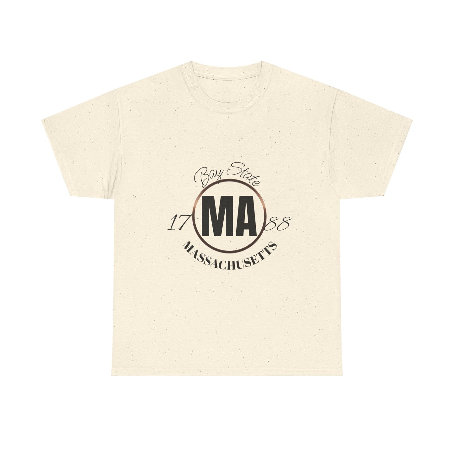 Unisex Heavy Cotton Tee with Massachusetts Design, Casual Wear, Gift for Him/Her, Travel Souvenir, Vintage Style