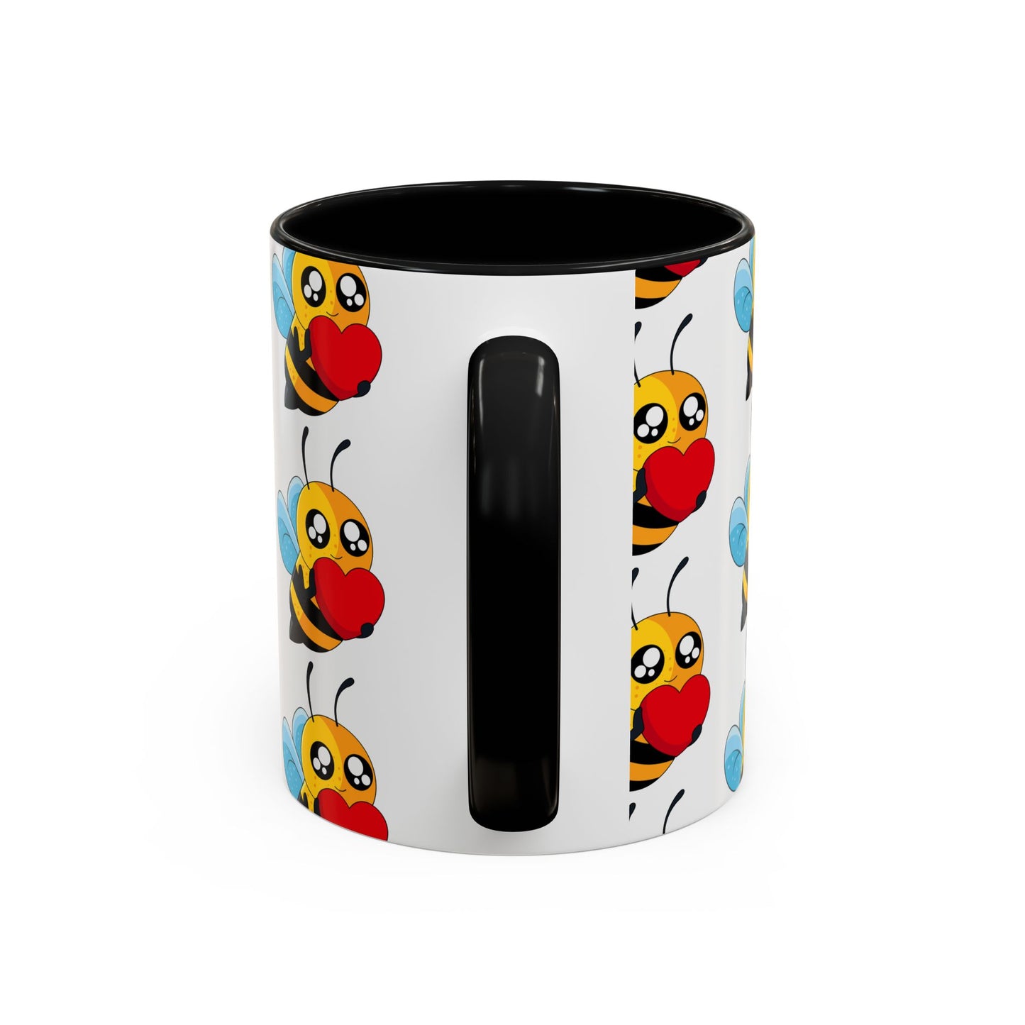 Cute Bee Love Accent Coffee Mug, Cute Floral Mug, Cheerful Bee Design