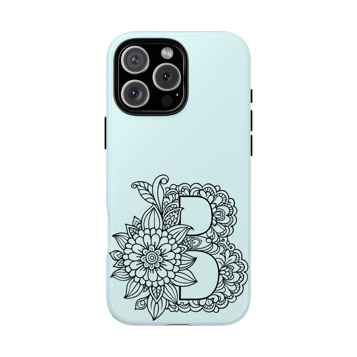 Personalized Tough Phone Case- Letter B, Floral Monogram Cell Phone Cover, Custom Protective Case, Unique Gift, Birthday, Graduation