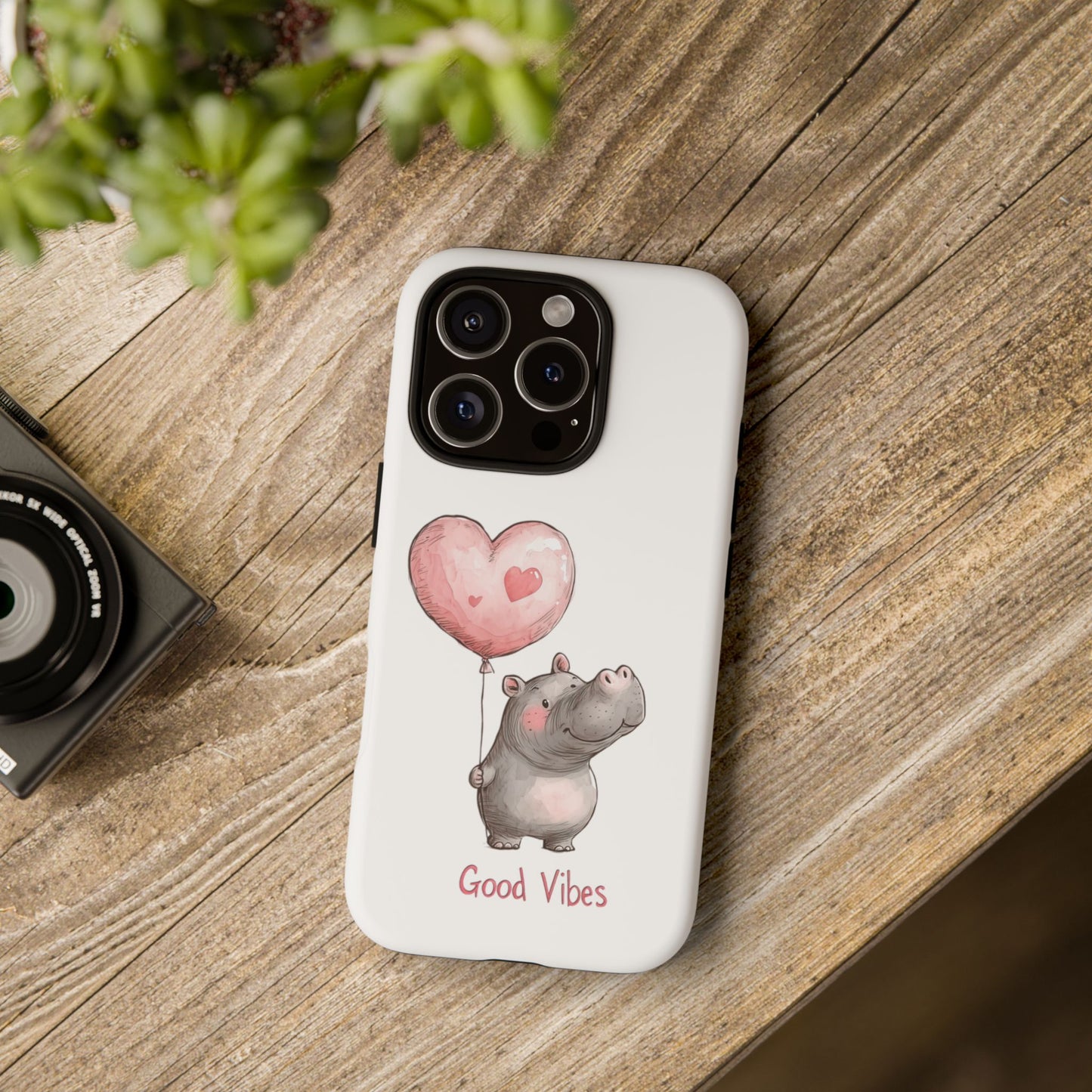 Cute Hippo Phone Case - Good Vibes Design, Animal Lover Gift, Fun Accessory, Birthday Present, Phone Accessories