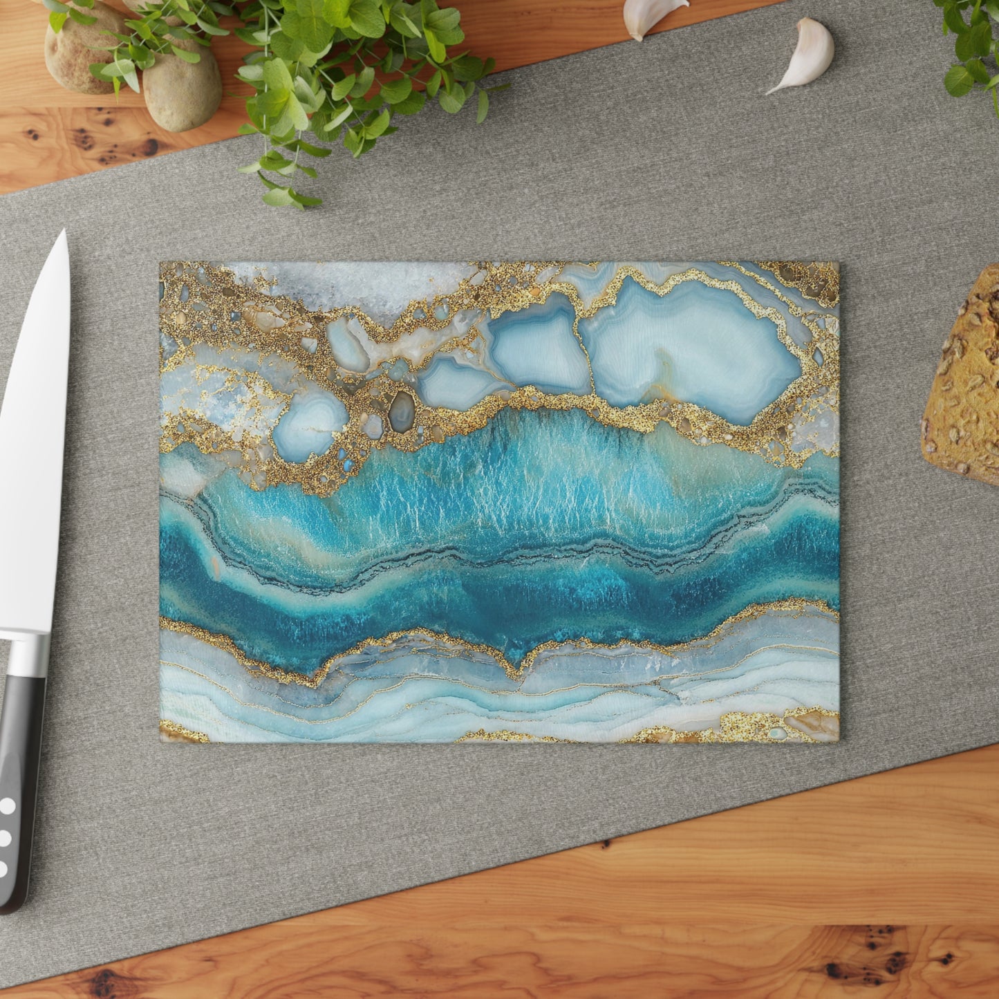 Elegant Agate Print Glass Cutting Board, Kitchen Decor