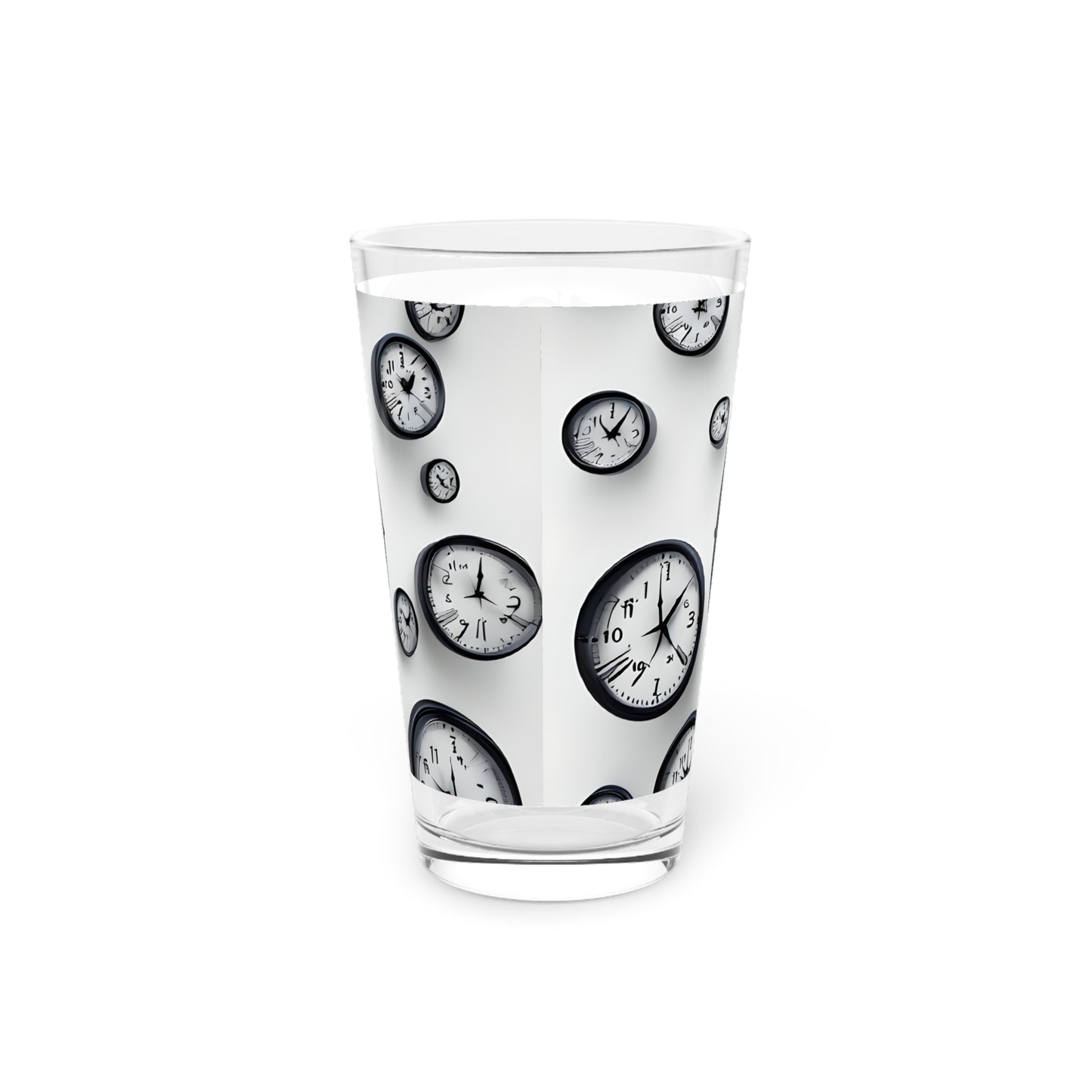 Clock Design Pint Glass, Unique Gift for Barware Lovers, 16oz