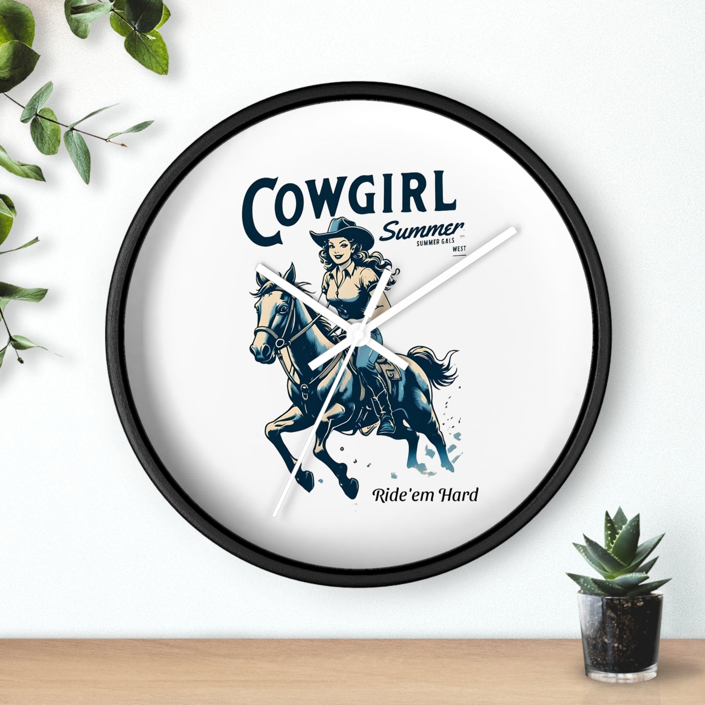 Cowgirl Summer Wall Clock Western Decor, Rustic Home, Rodeo Theme