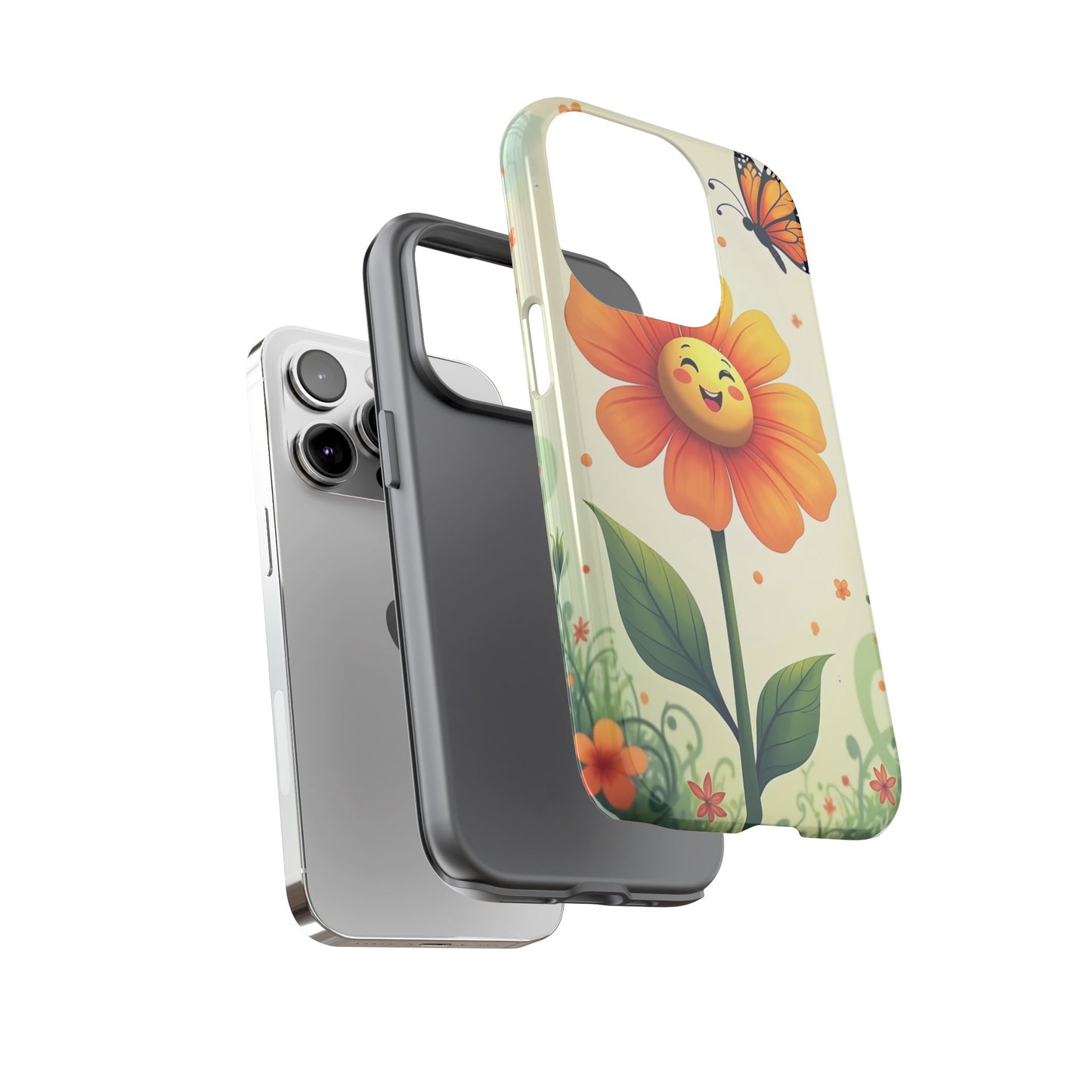 Floral Phone Case with Butterfly Design, Cute Flower Phone Cover for Nature Lovers, Eco-Friendly Gift, Spring Vibes, Birthday Present