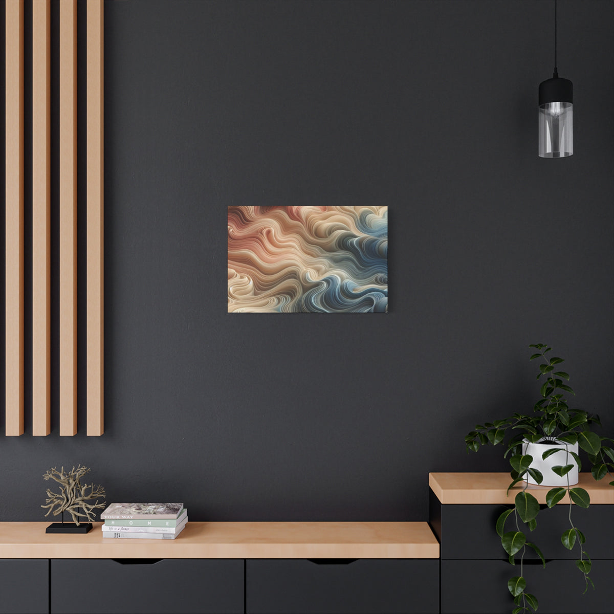 Abstract Swirl Matte Canvas Wall Art — Fluid Earth Tones, Stretched 1.25"