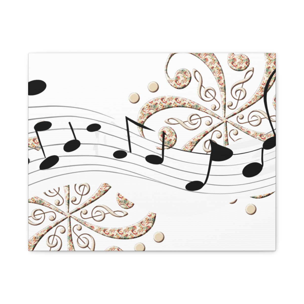 Musical Note Canvas Art, Floral Decor for Home, Music Lover Gift, Wall Art for Musicians, Unique Gift Idea