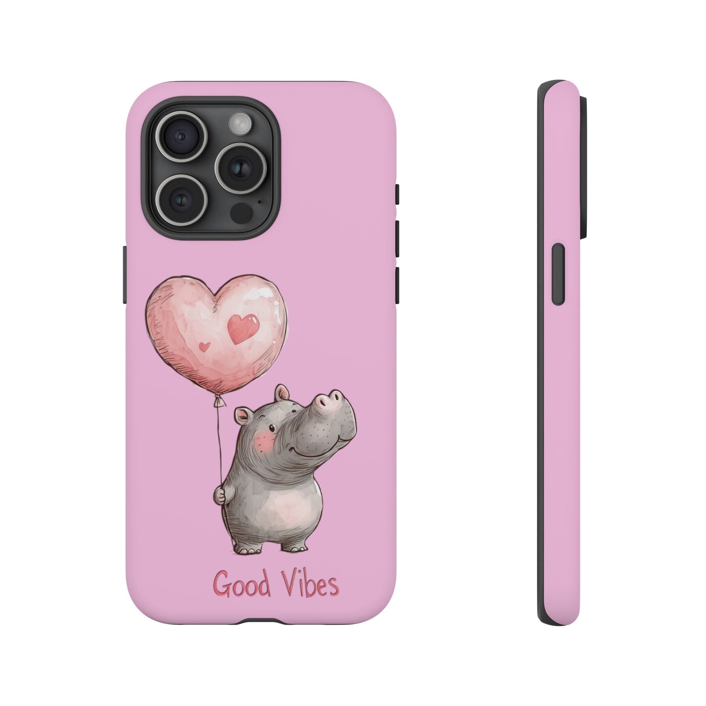 Cute Hippo Phone Case | Good Vibes, Gift for Friends, Cute Phone Accessories, Animal Lover Gift, Happy Phone Cover