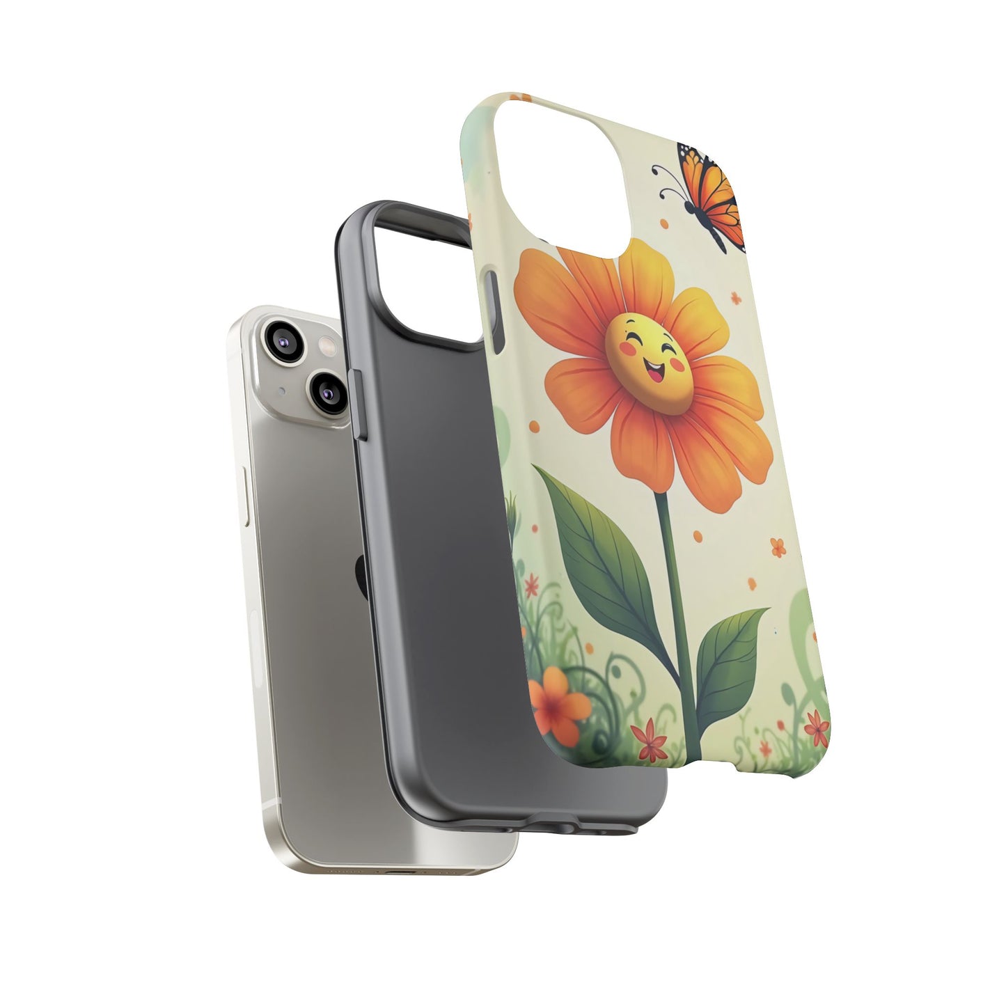 Floral Phone Case with Butterfly Design, Cute Flower Phone Cover for Nature Lovers, Eco-Friendly Gift, Spring Vibes, Birthday Present