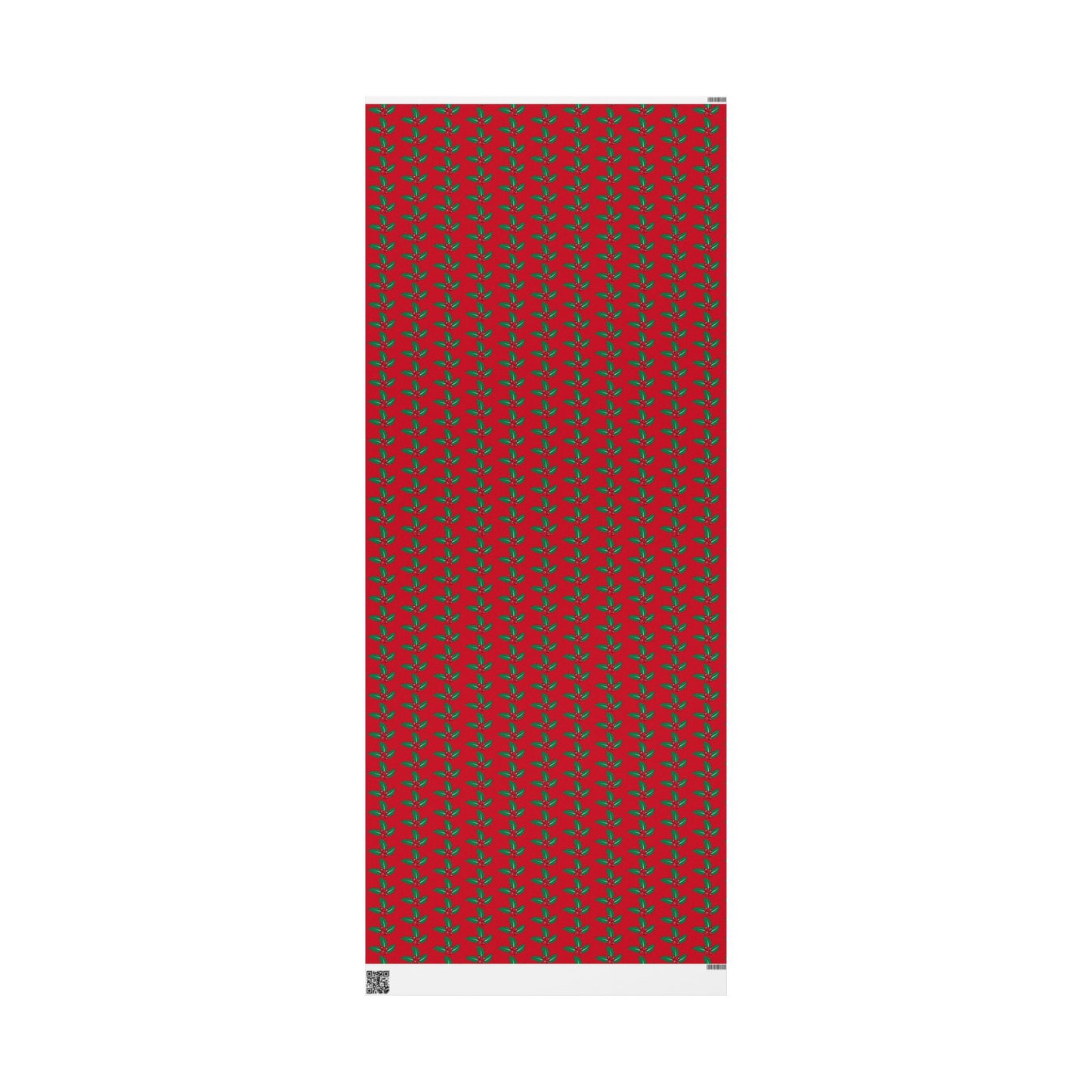 Festive Wrapping Paper Roll | Holiday Gift Wrap | Christmas Gift Wrap | Red Holly Design | Eco-Friendly Gift Wrap
