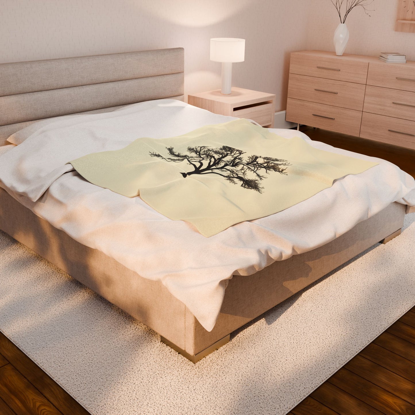 Cozy Nature-Inspired Velveteen Plush Blanket, Soft Throw Blanket, Tree Art Decor, Gift for Her, Home Essentials, Autumn Decor