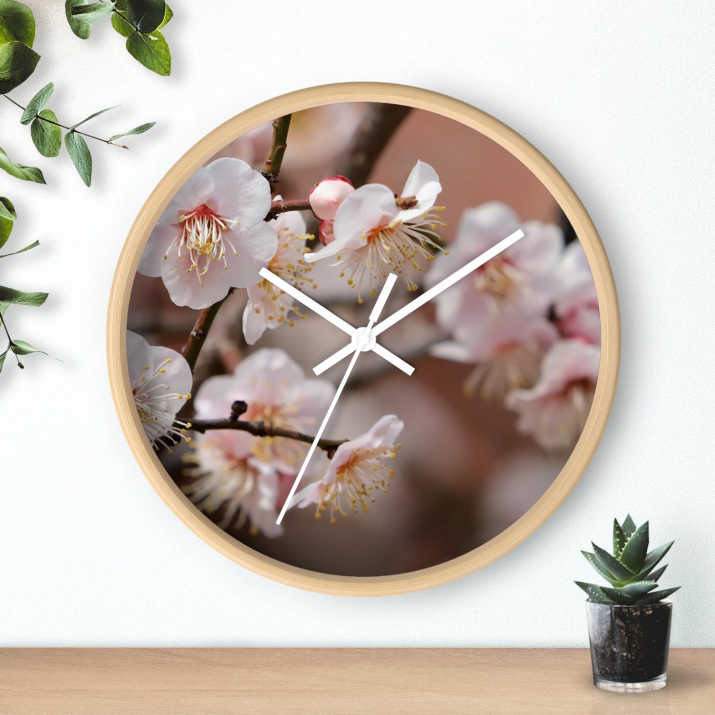 Elegant Floral Wall Clock, Spring Decor, Home Office Accessory