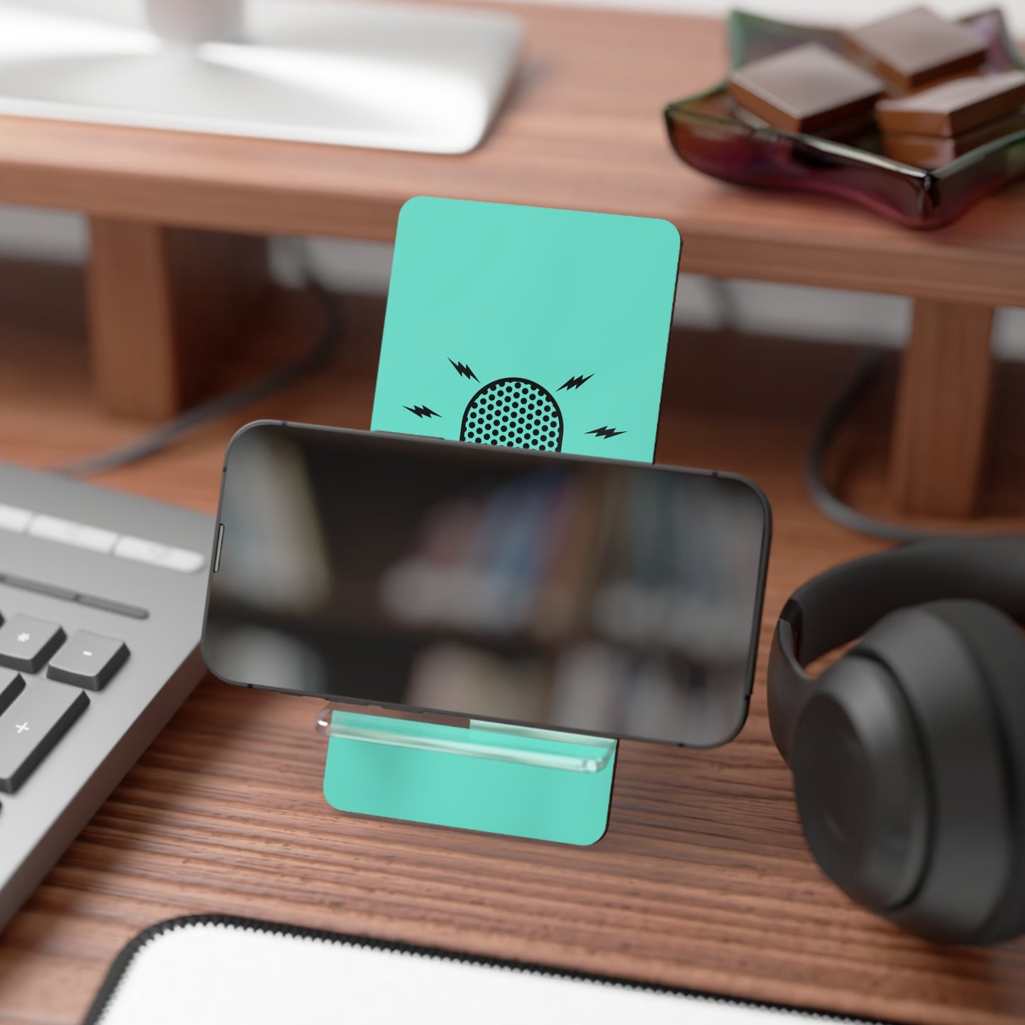 Podcast Mobile Phone Stand, Show Time Phone Holder, Desk Accessory, Gamer Gift, Home Office Decor, Streamer Stand