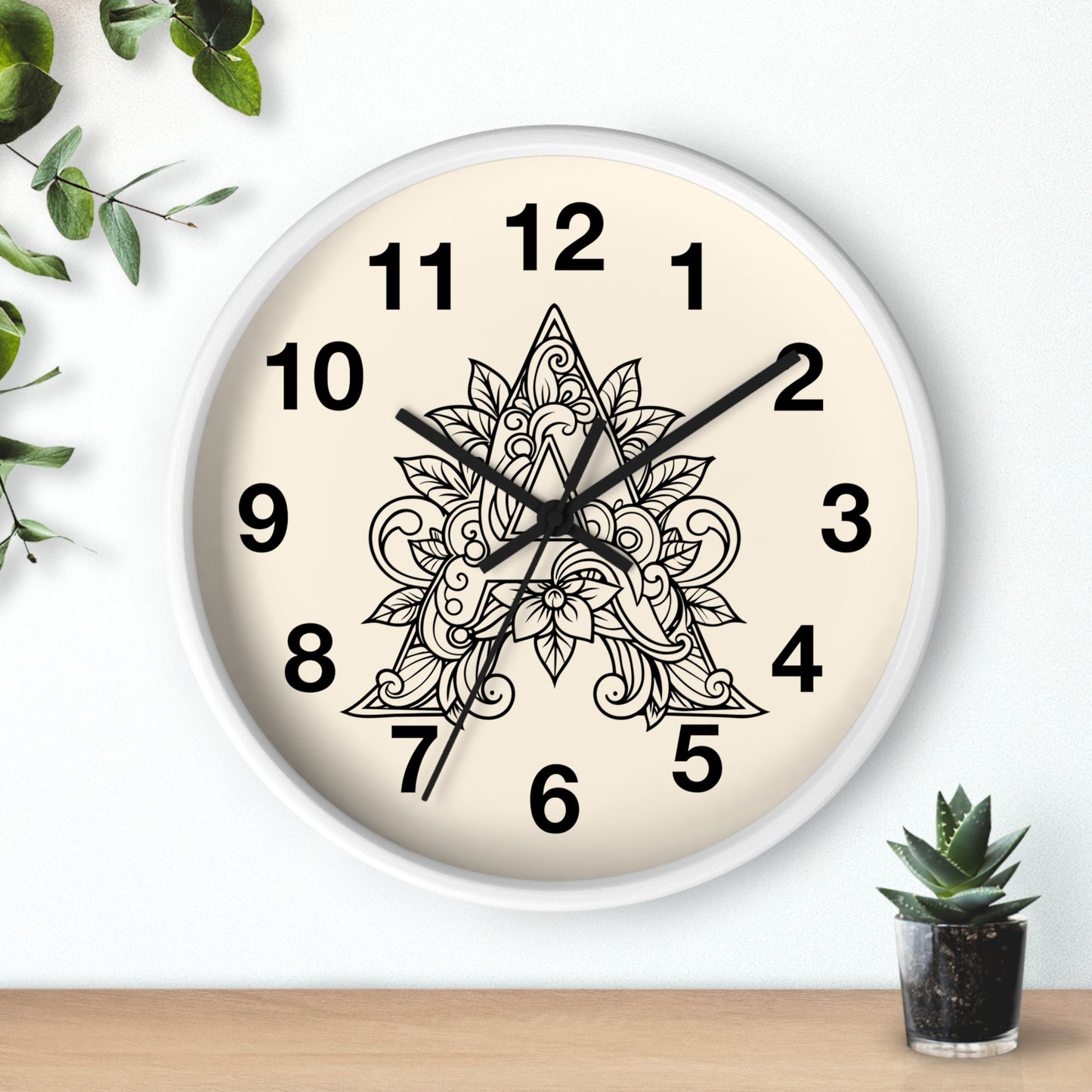 Boho Floral Wall Clock, Home Decor, Gift for Her, Bohemian Style, Living Room Wall Art, Unique Timepiece, Handmade Clock