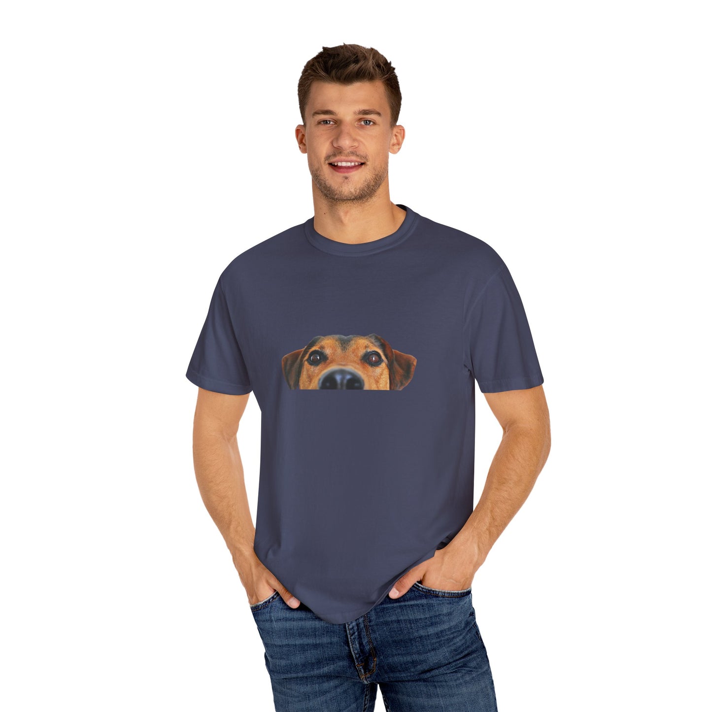 Cute Dog Face Unisex Garment-Dyed T-shirt, Pet Lover Tee, Animal Community Shirt, Birthday Gift, Casual Wear, Dog Lover's Merch